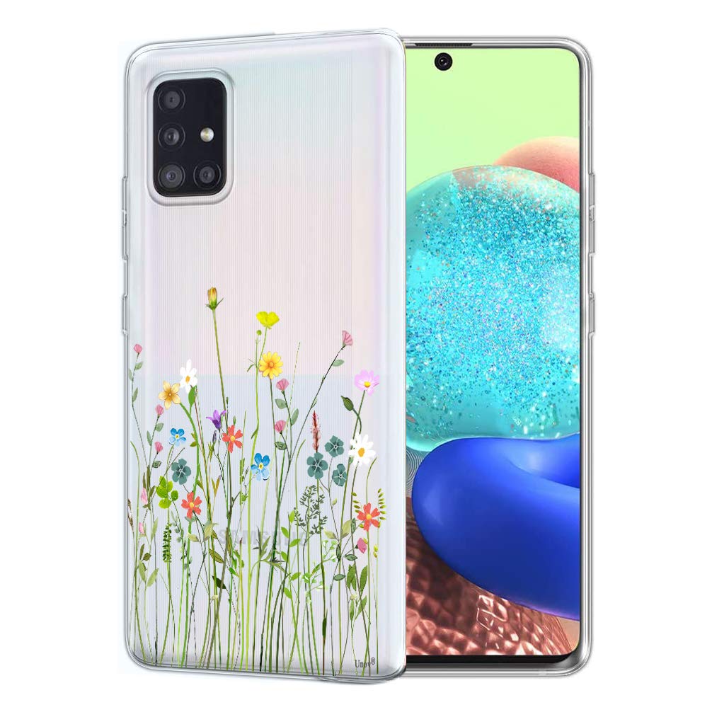 Unov Case Compatible With Galaxy A71 5G Clear With Design Soft Tpu Shock Absorption Slim Embossed Pattern Protective Back Cover