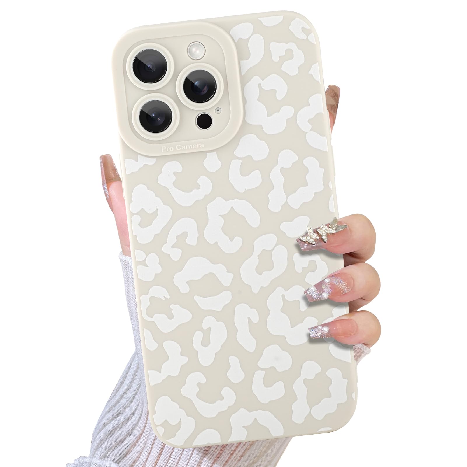 TEAUGHT Compatible with iPhone 12 Pro Max Case Cute Pattern White Leopard Print Cheetah Shockproof Silicone Phone Cover for Girl