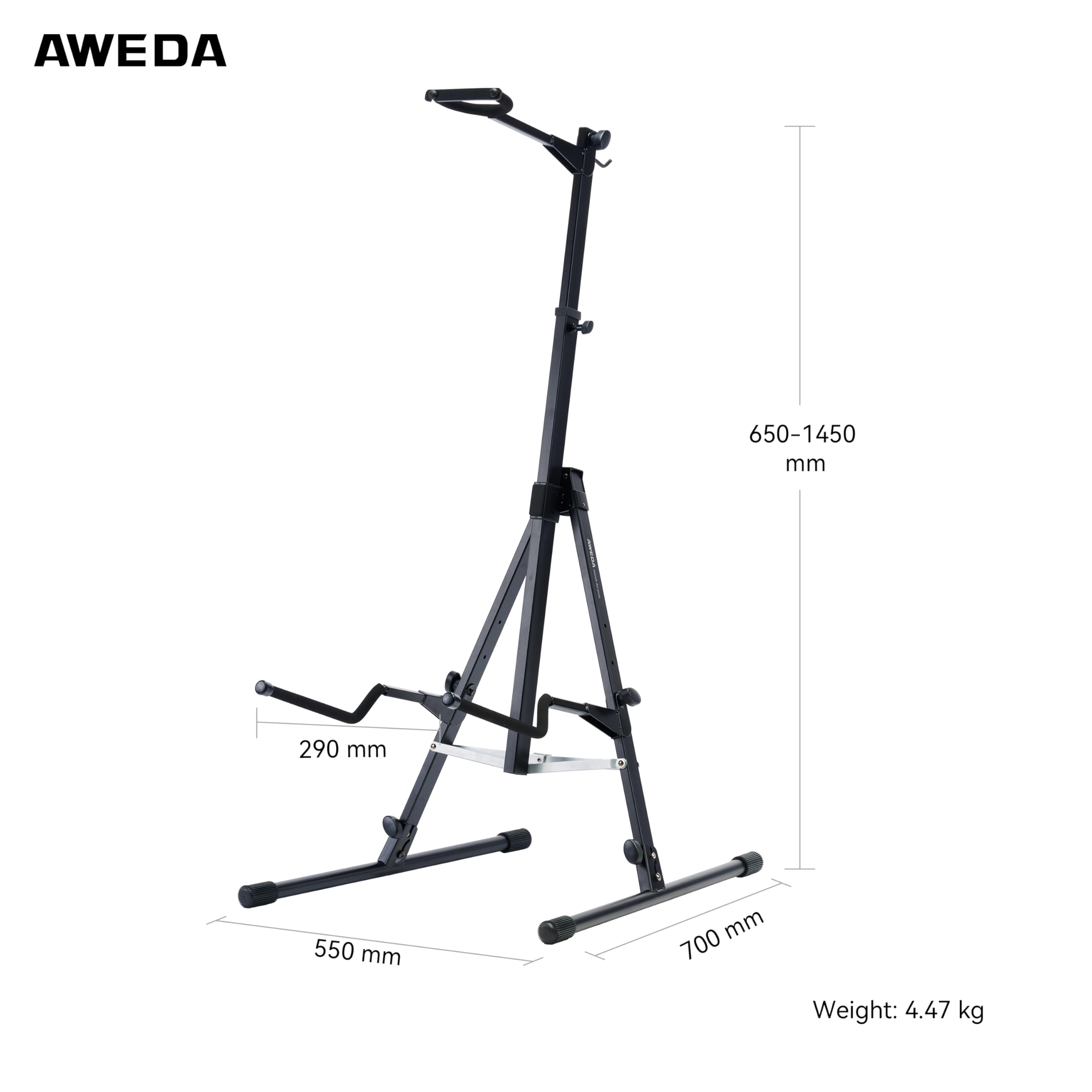 Aweda Acoustic Double Bass Stand Adjustable Neck And Support Arms Portable Cross-Bar Structure
