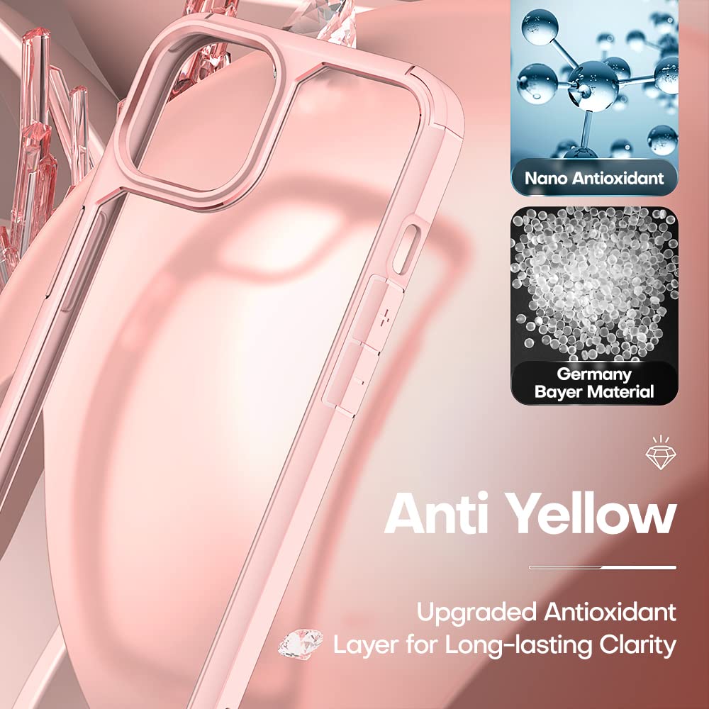 Tauri 3 In 1 For Iphone 13 Case Pink, [Military Grade Drop Protection] Slim Shockproof Phone Lanyard Case 6.1 Inch