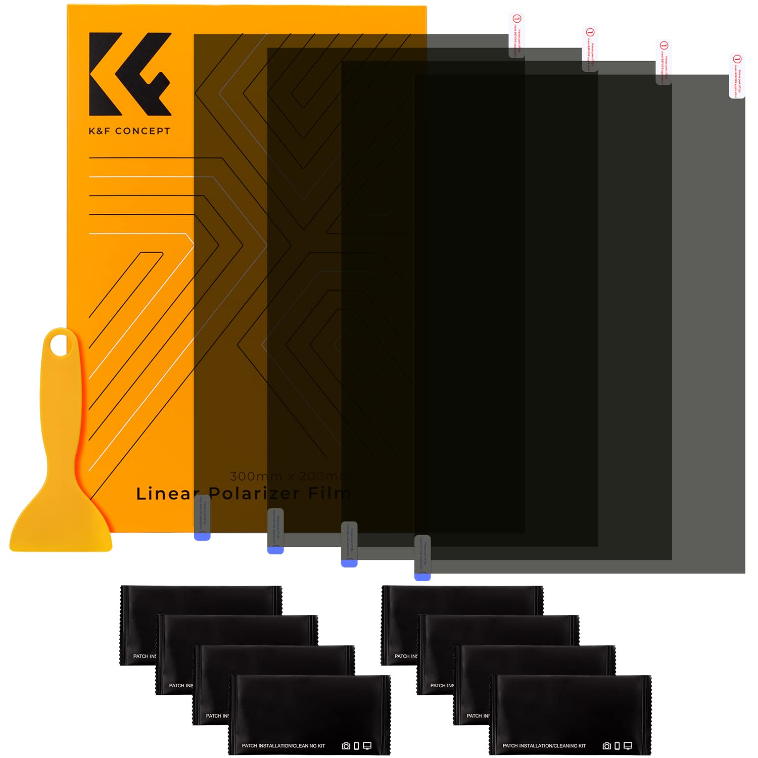K&F Concept Linear Polarizing Film (4 Pieces) A4 Polarized Film Sheets Optical 20X30Cm For Screen Educational Physics