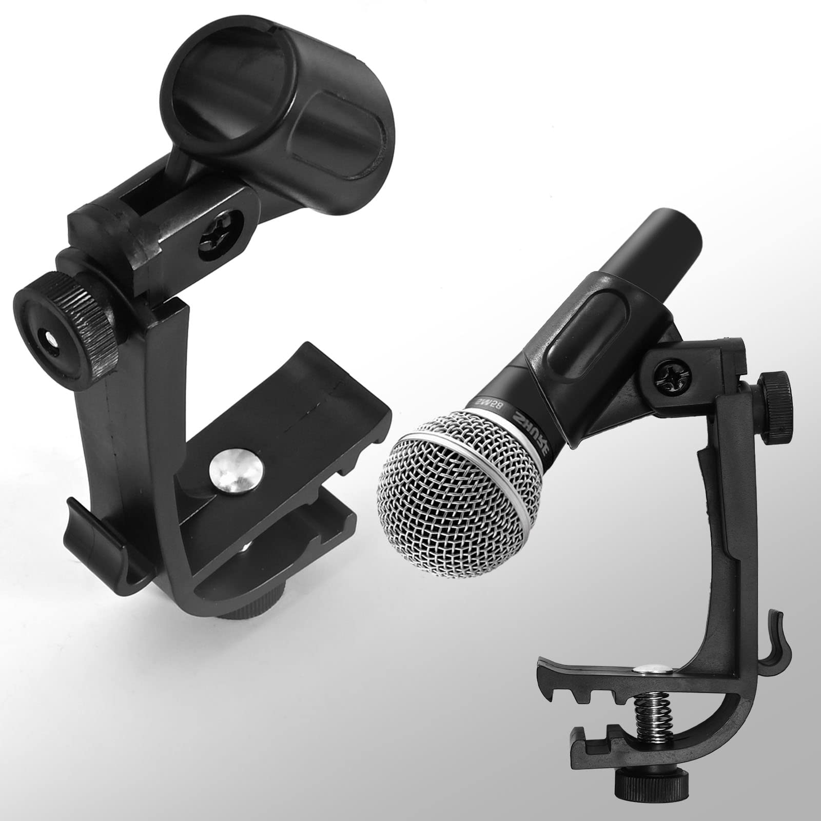 Zudksuy 2-Pcs Microphone Clips For Drums Microphone Clip Microphone Clips For Stands Mic Clips Adjustable Drum Loop Microphone C