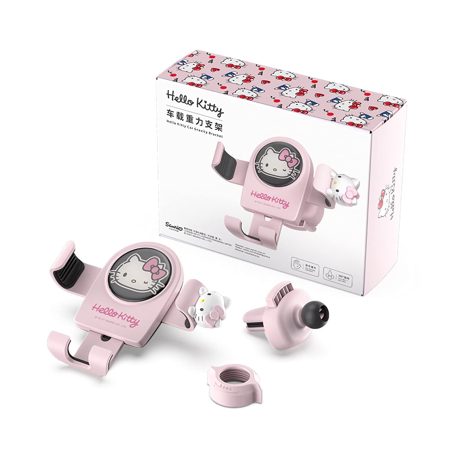 Wieezn Cute Phone Mount For Car, Pink Cat Air Vent Clip Car Phone Holder Mount Fit For All Cell Phone, Pretty Car Accessories Fo