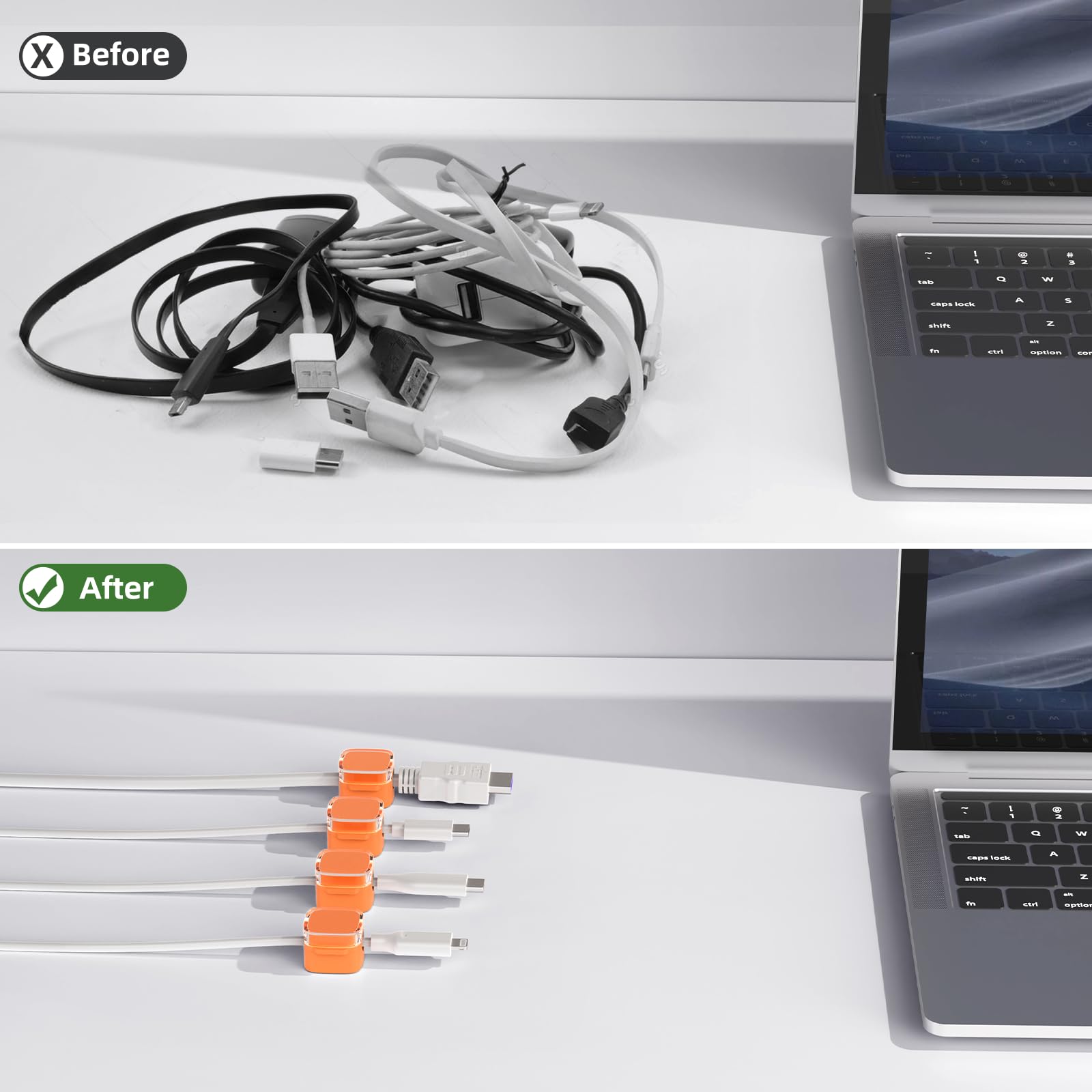 Cord Organizer, 6 Pack Magnetic Cable Clips Under Desk Cable Management, Strong Adhesive Wire Holder Keeper For Office Home Kitc