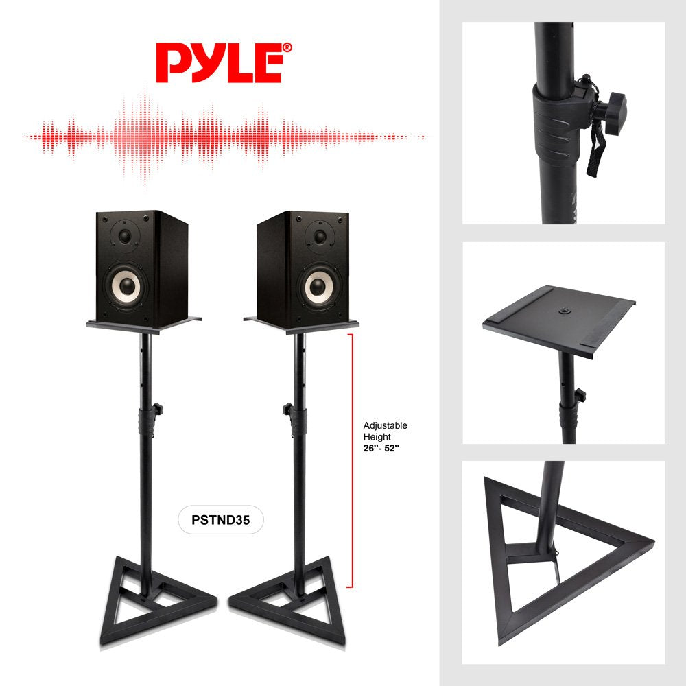 Pyle Speaker Stand Pair Of Sound Play 1 And 3 Holder - Telescoping Height Adjustable From 26    - 52    Inch High Heavy Duty Thr