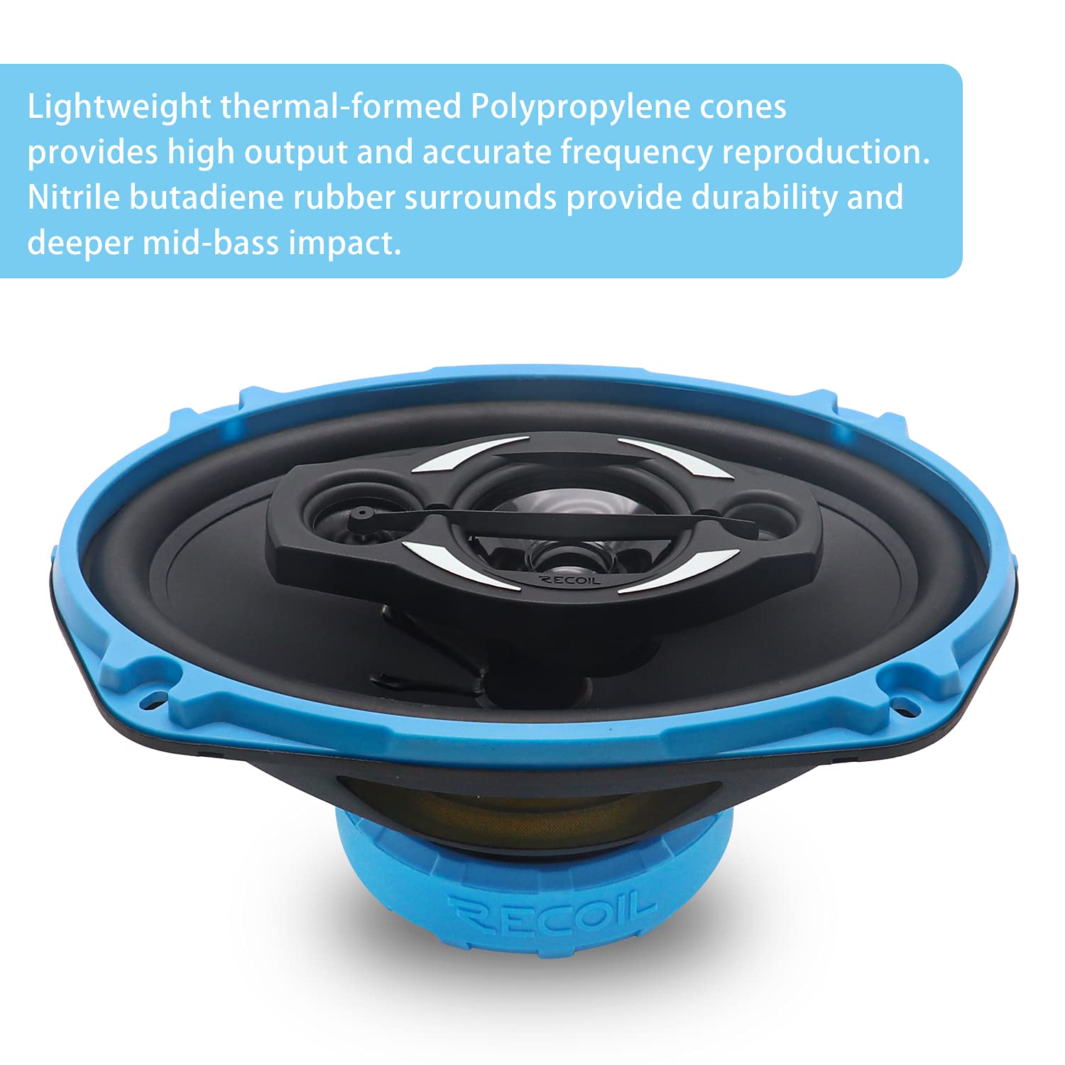 Recoil Rcx694 Echo Series 4 Way 6X9 Inch Car Audio Coaxial Speaker System With Grilles, Sold In Pairs