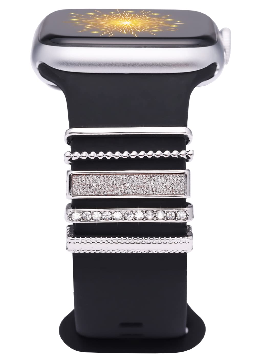 Watch Band Charms Compatible With Apple Watch Bands 45Mm 44Mm 42Mm 41Mm 40Mm, Bling Jewelry Charm Decorative Rings Loops Silicon