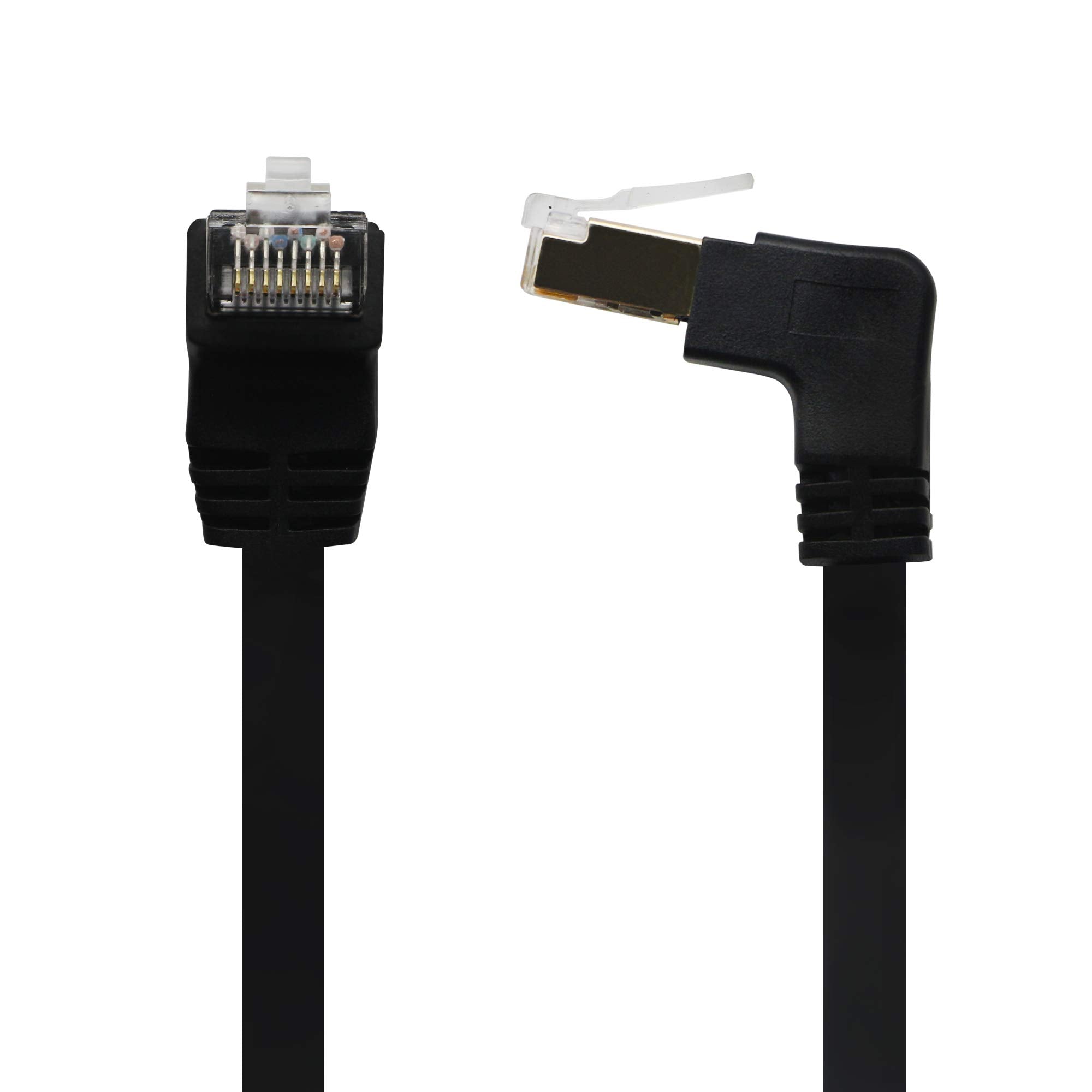 Gintooyun Panel Mount Rj45,Rj45 Male To Female 90 Degree Screw Panel Mount Cat6/5E/5 Shielded Network Lan Extender Cord Connector (Angled Down)