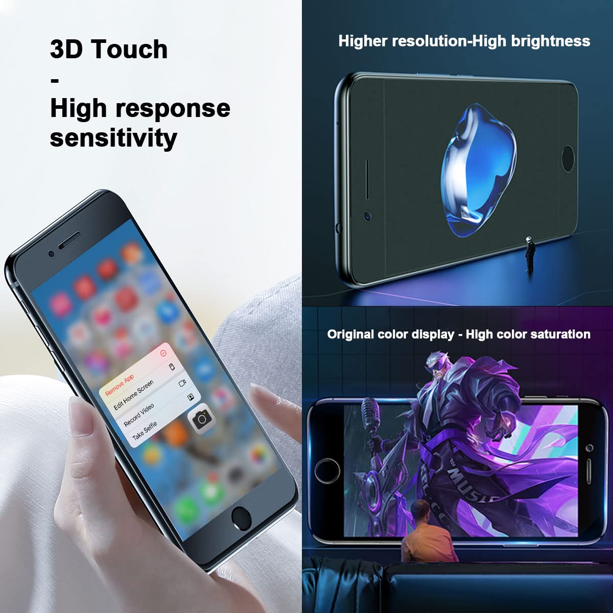 Efaithfix For Iphone 8 Plus Lcd Screen Replacement White 5.5 Inch Frame Assembly Lcd Display 3D Touch Screen Digitizer With Repa