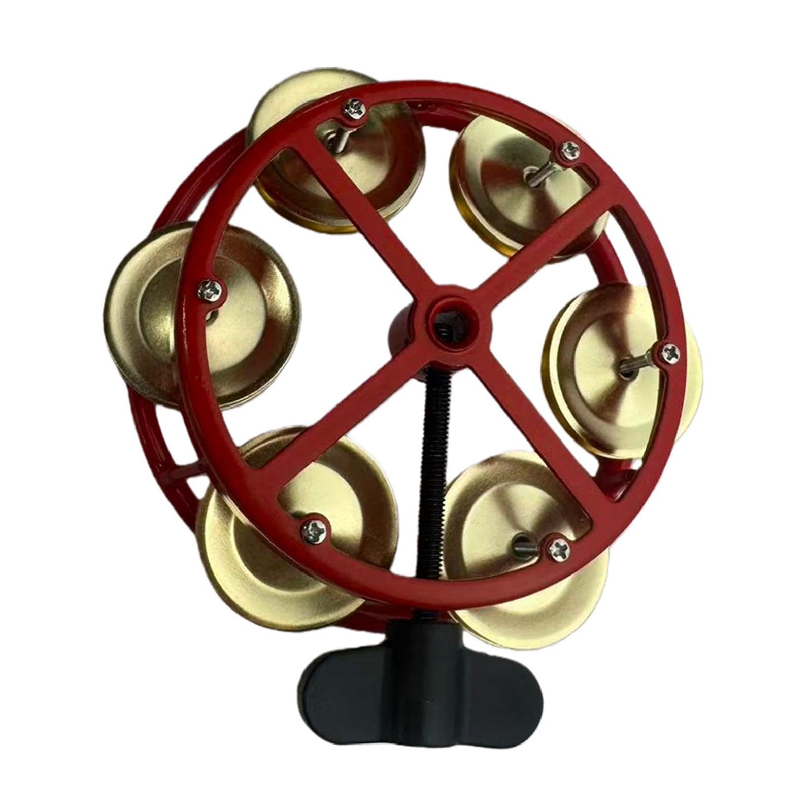 ZOOMELLA Hi Hat Tambourine Compact with Metal Jingles for Concert Kids Adults Parties Red Gold Musical Instruments & Gear|Percus