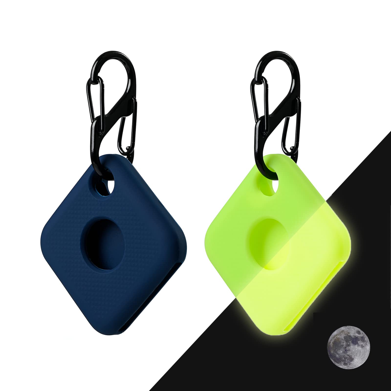 Silicone Case For Tile Pro 2020 & 2018 With Keychains, 2 Pack Anti Scratch Protective Cover With Carabiner (Navy/Fluorescent Gre