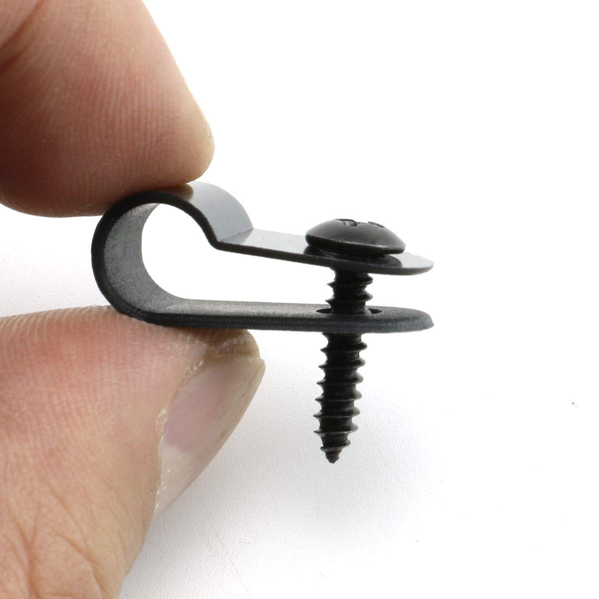 heyous R-Type Cable Clamp Nylon Black 1/4 inch (6.4mm) Wire Fastener Organizer 100pcs