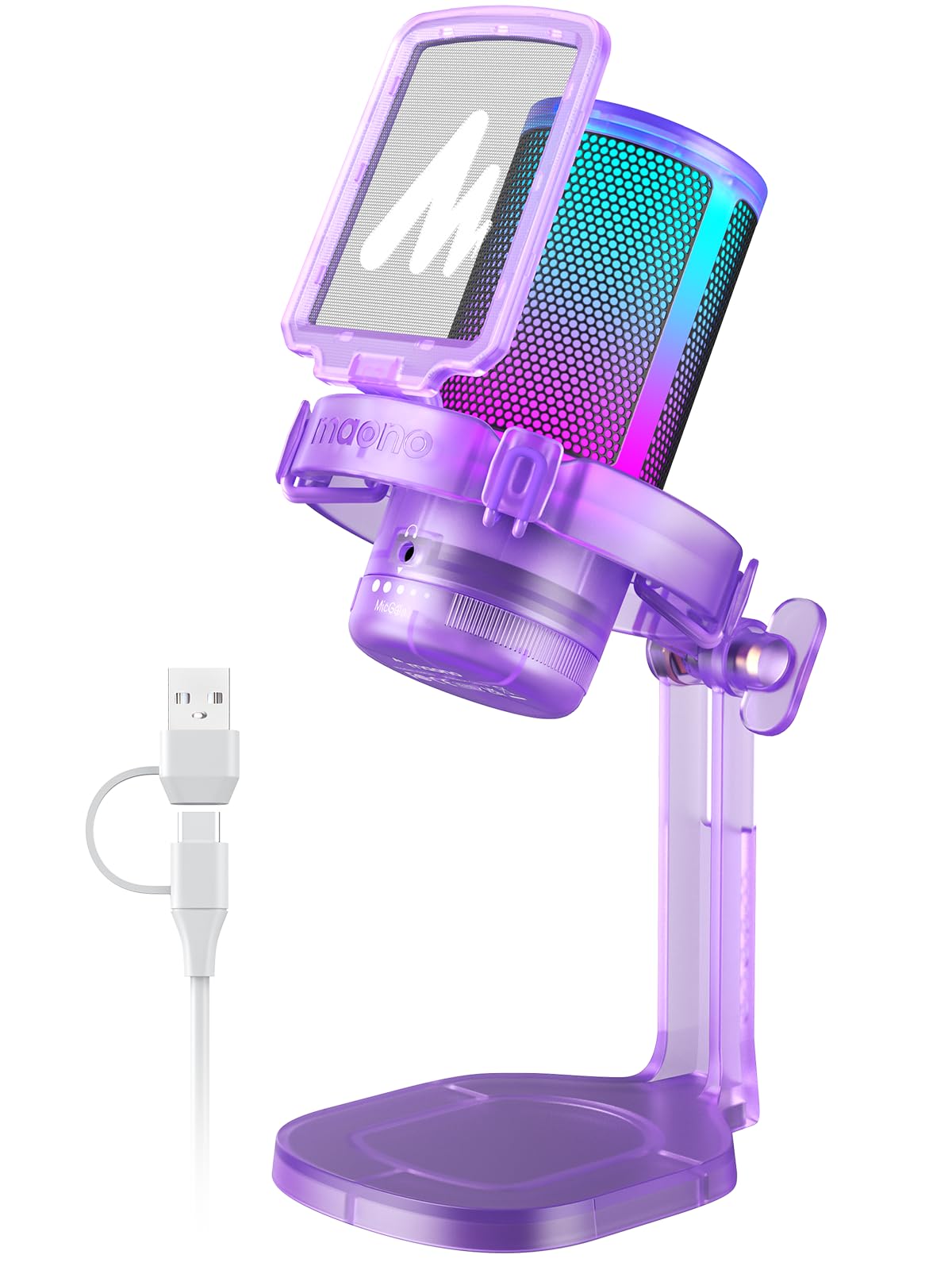 Maono Gaming Microphone With Noise Cancellation, Pc Usb Condenser Mic For Computer, Mac, Laptop, Ps5, Streaming, Podcast, Twitch