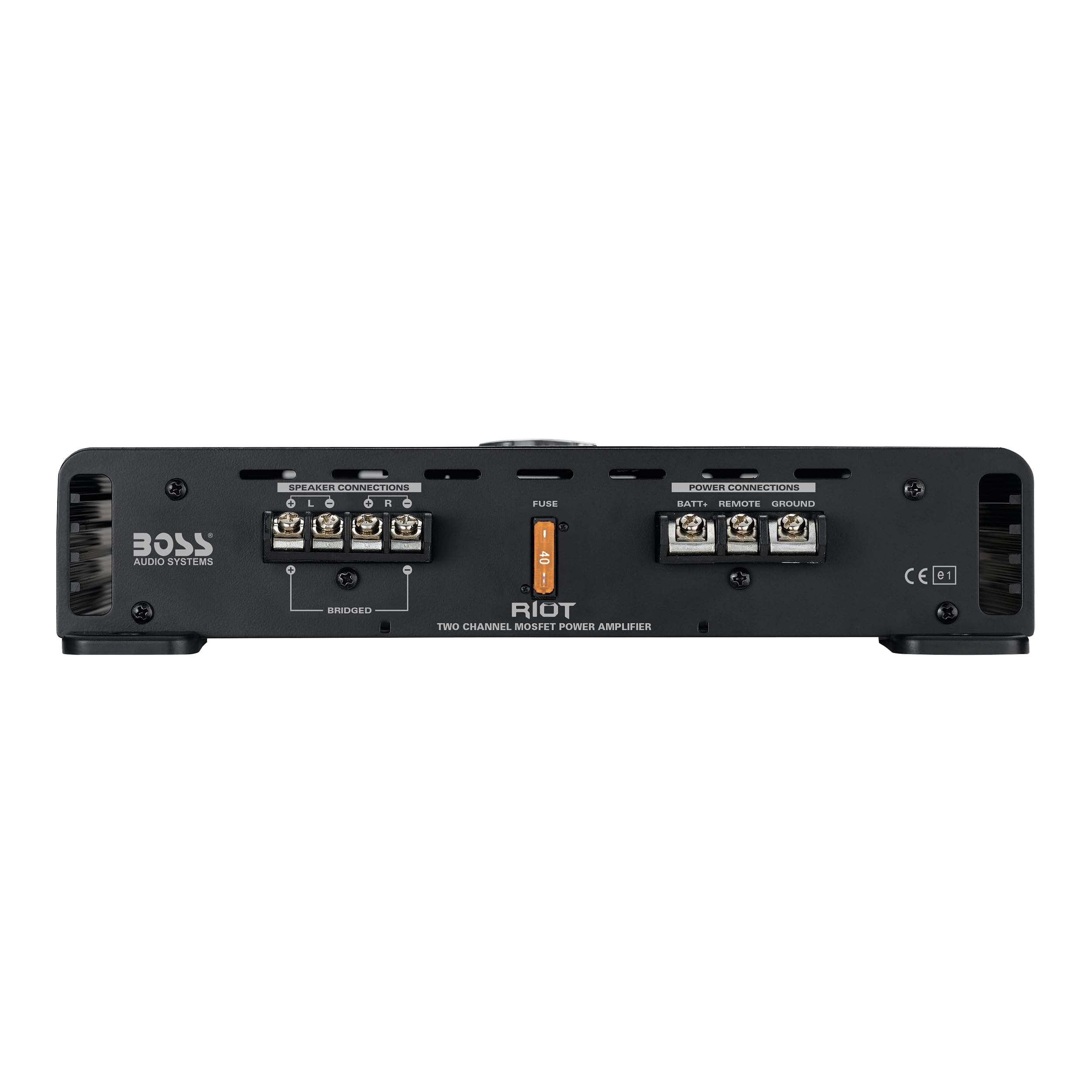 BOSS Audio Systems Riot Series R4002 Car Audio Stereo Amplifier 800W 2-Channel Class A/B Bridgeable Metal Plastic Black