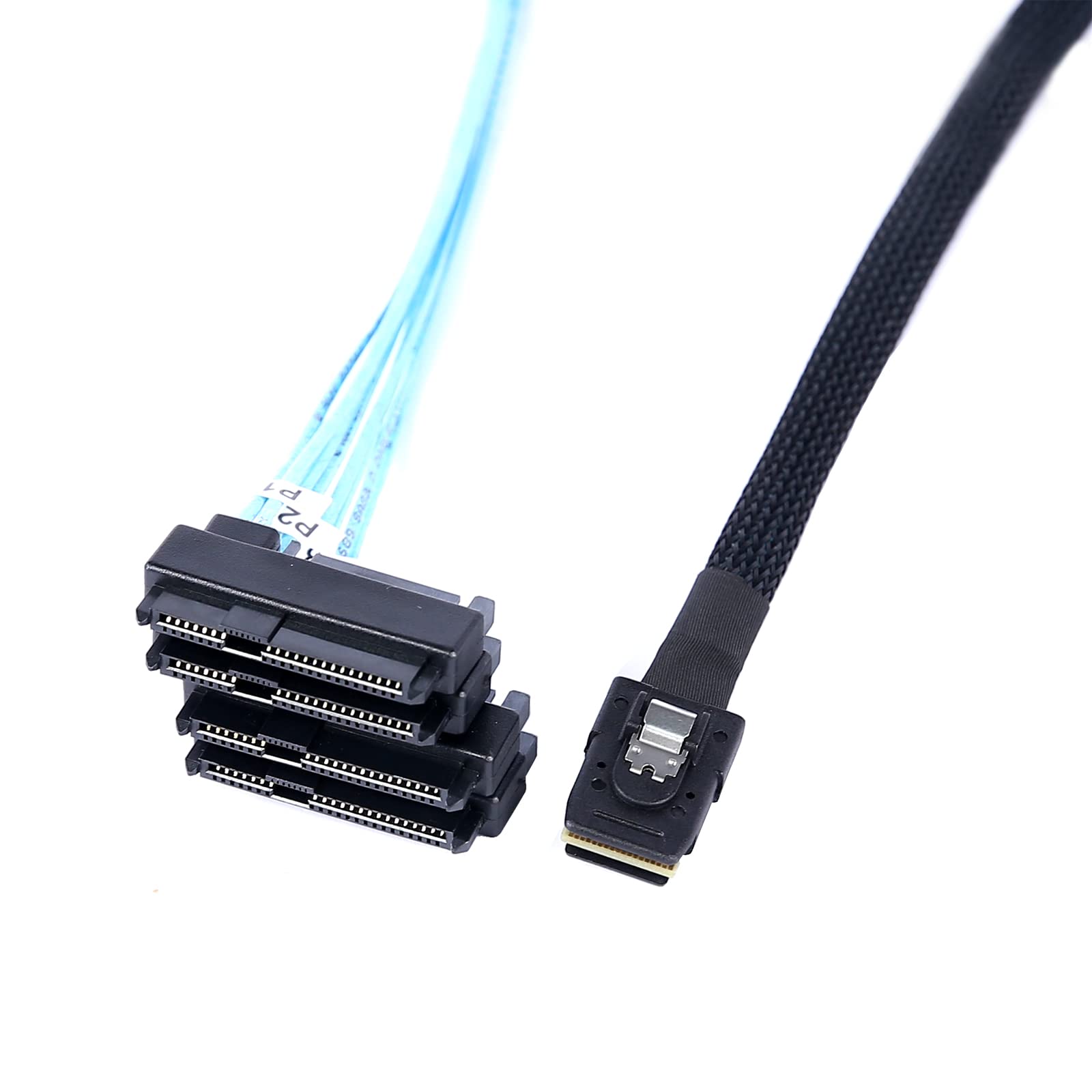 Adcaudx Mini Sas To Sas Cable: 0.5M Sff 8087 To Sas Sff 8087 To Sff 8482 4X Sas With Sata Power Adapter Cable (1.6Ft)