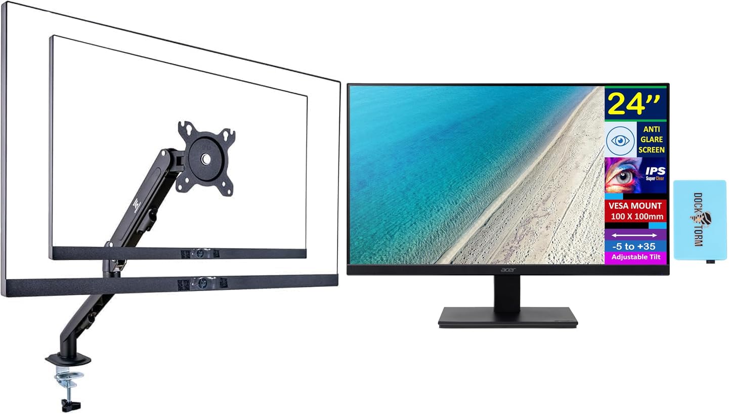 acer 24 Vero FHD IPS Monitor with 4 ms Response Time, Anti-Glare, Adaptive Sync, Integrated Speakers, VESA Mount (100x100mm) & D