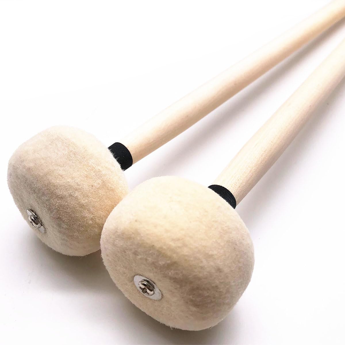 Tuoren Drum Mallet, Beige Felt Mallet Drum Stick Timpani Bass Percussion Mallets Snare Drum Sticks With Wooden Handle, Instrumen
