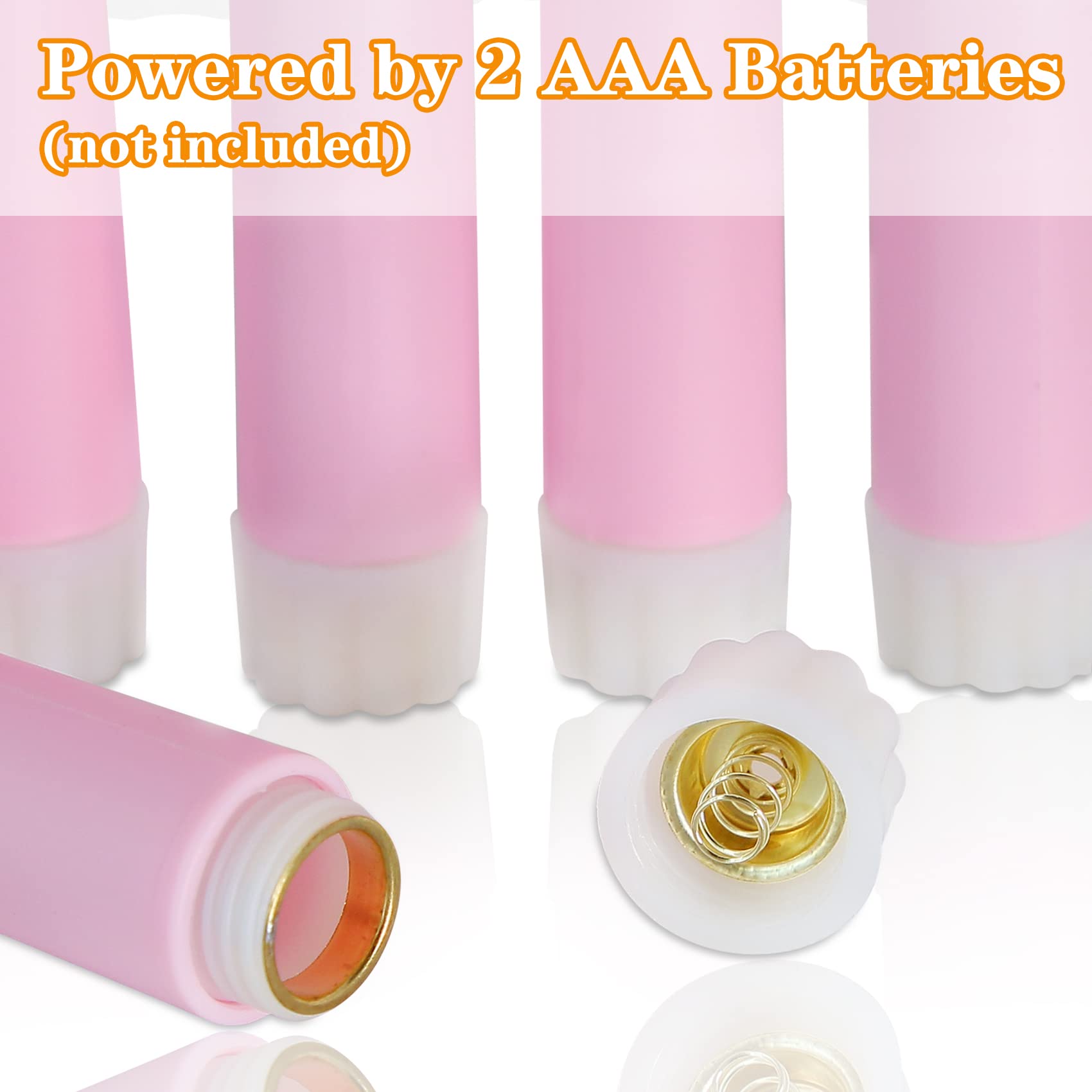 Ni Jasw Pink Flameless Taper Candles With Remote, Flickering Led Battery Operated Candlesticks Set Of 6