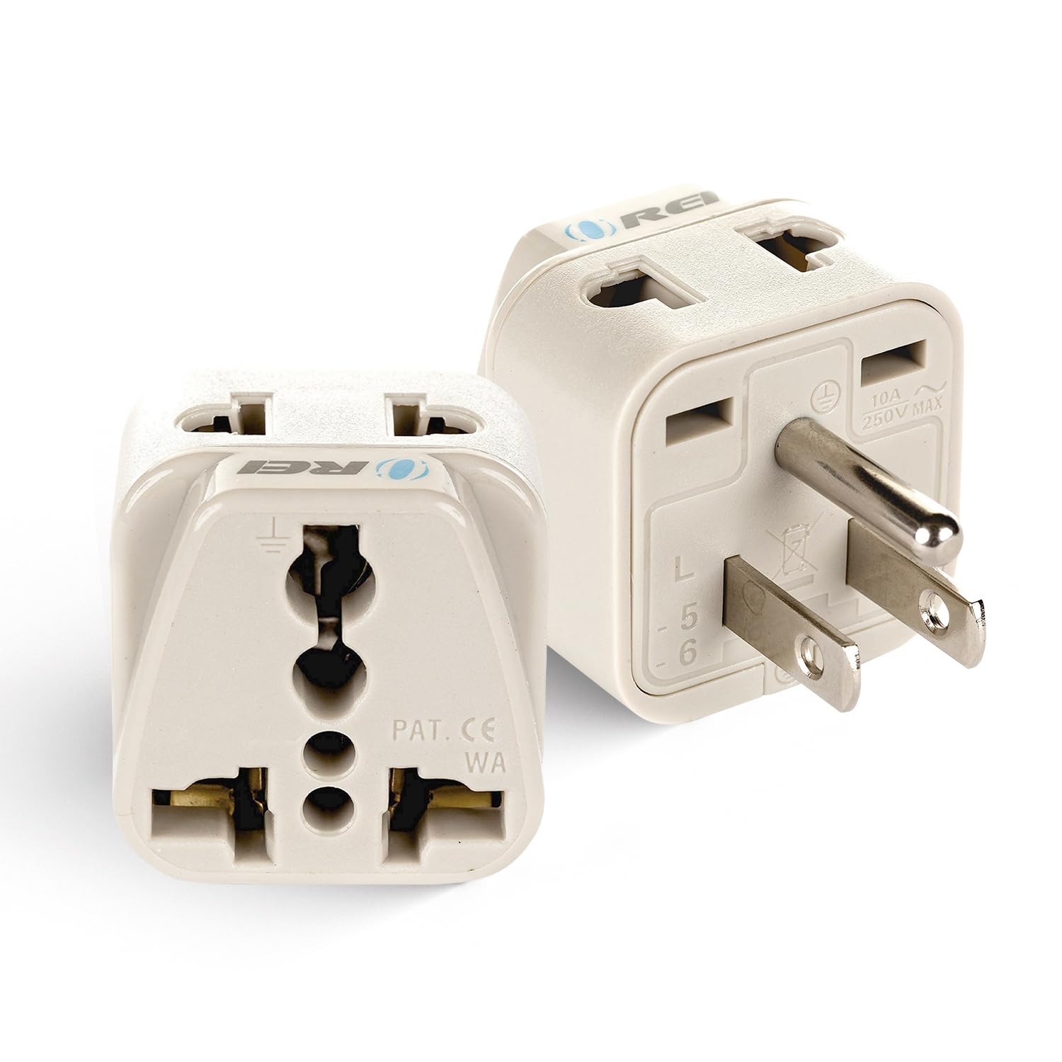 OREI USA, Japan, Philippines & More (Type B) Travel Adapter Plug - 2 in 1 - CE Certified - RoHS Compliant - 2 Pack - White Color