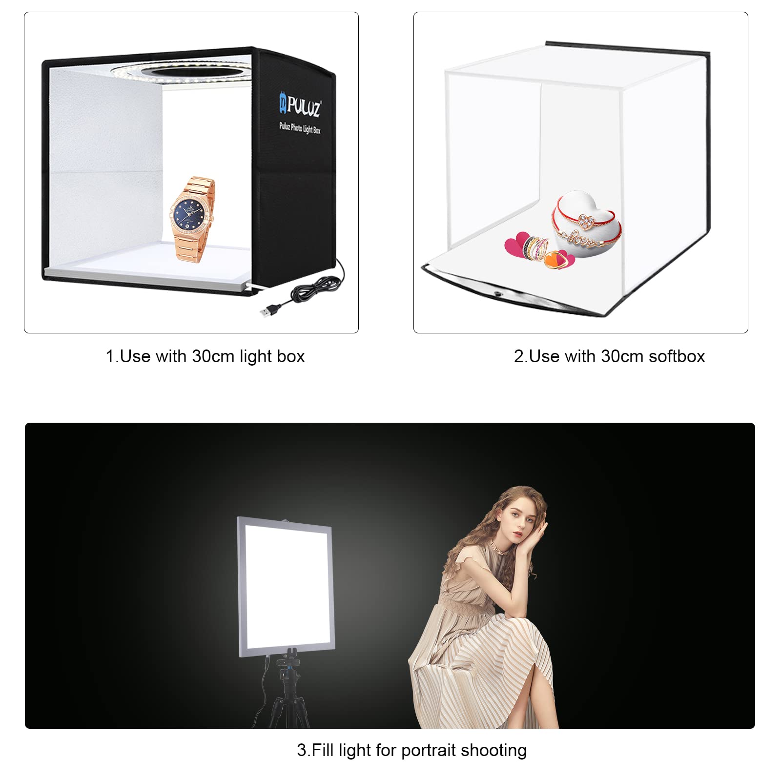 Puluz 29Cm Photography Shadowless Light Panel Ultra Bright Led Fill Light Background Panel Touch Bottom Light Photo Box Light Wi