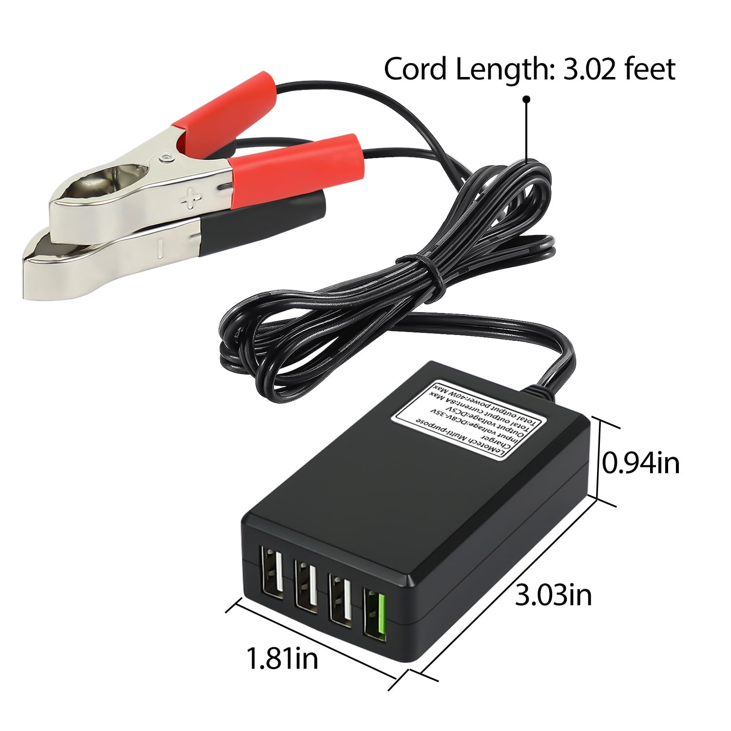 Lemotech Dc Converter With Battery Clip 12V 24V To 5V Step Down 4 Port Usb Power Adapter Charger Portable For Iphone Ipad Androi