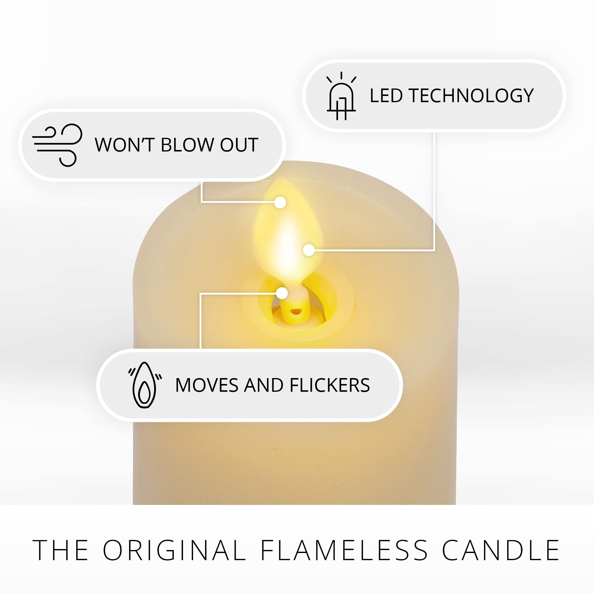 Luminara Realistic Artificial Flame Classic Slim Pillar Candle   Moving Flame Led Battery Operated Lights   Unscented   Remote R