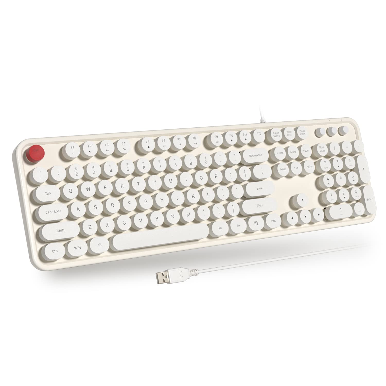 Atelus Usb Wired Computer Keyboard   Retro Typewriter Keyboard   Full Size Keyboard With Number Pad For Pc Laptop Desktop Window