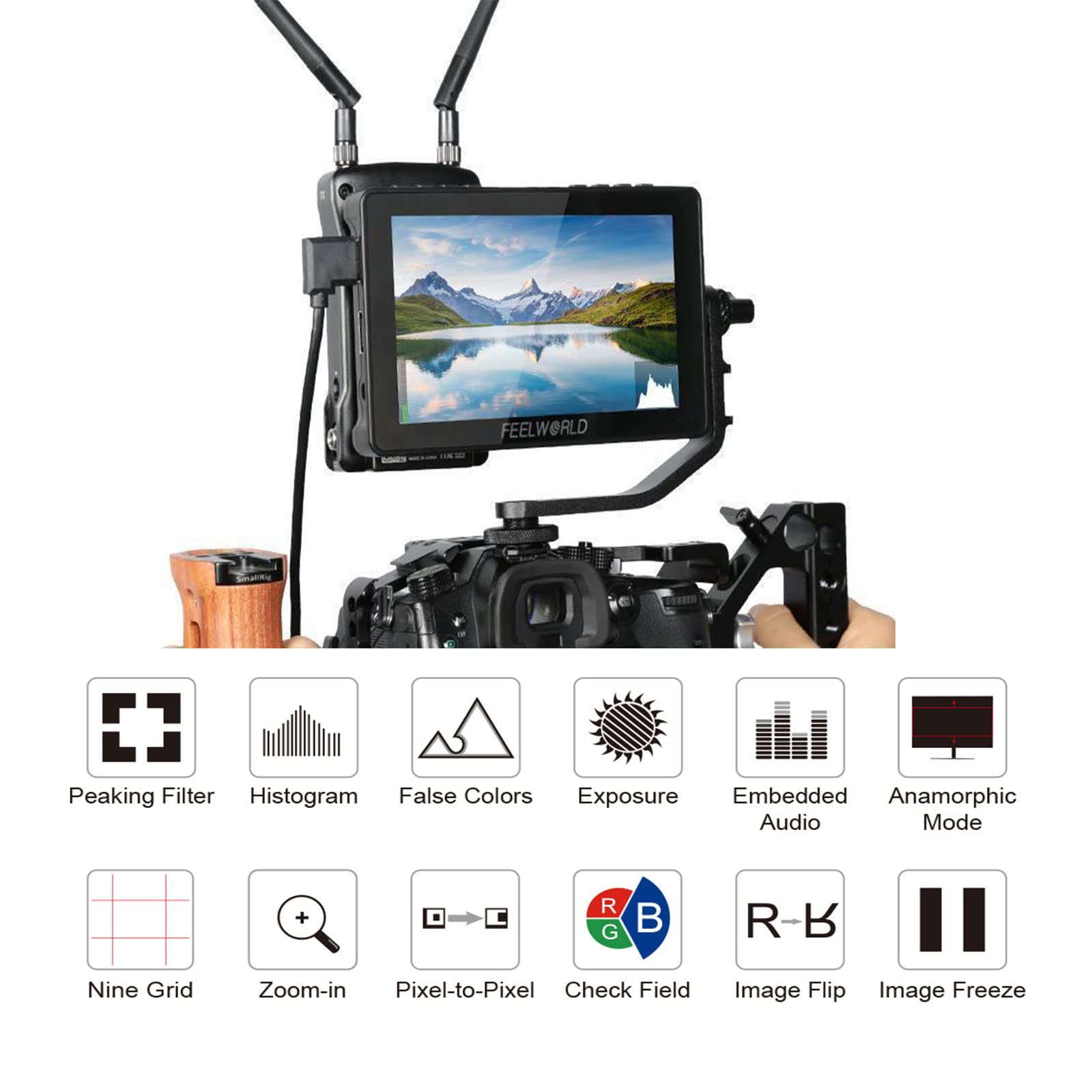 Feelworld F5 Pro V4 6 Inch Touch Screen Dslr Camera Field Monitor With 3D Lut,Ips Fhd 1920X1152 With F970 Install And Power Kit