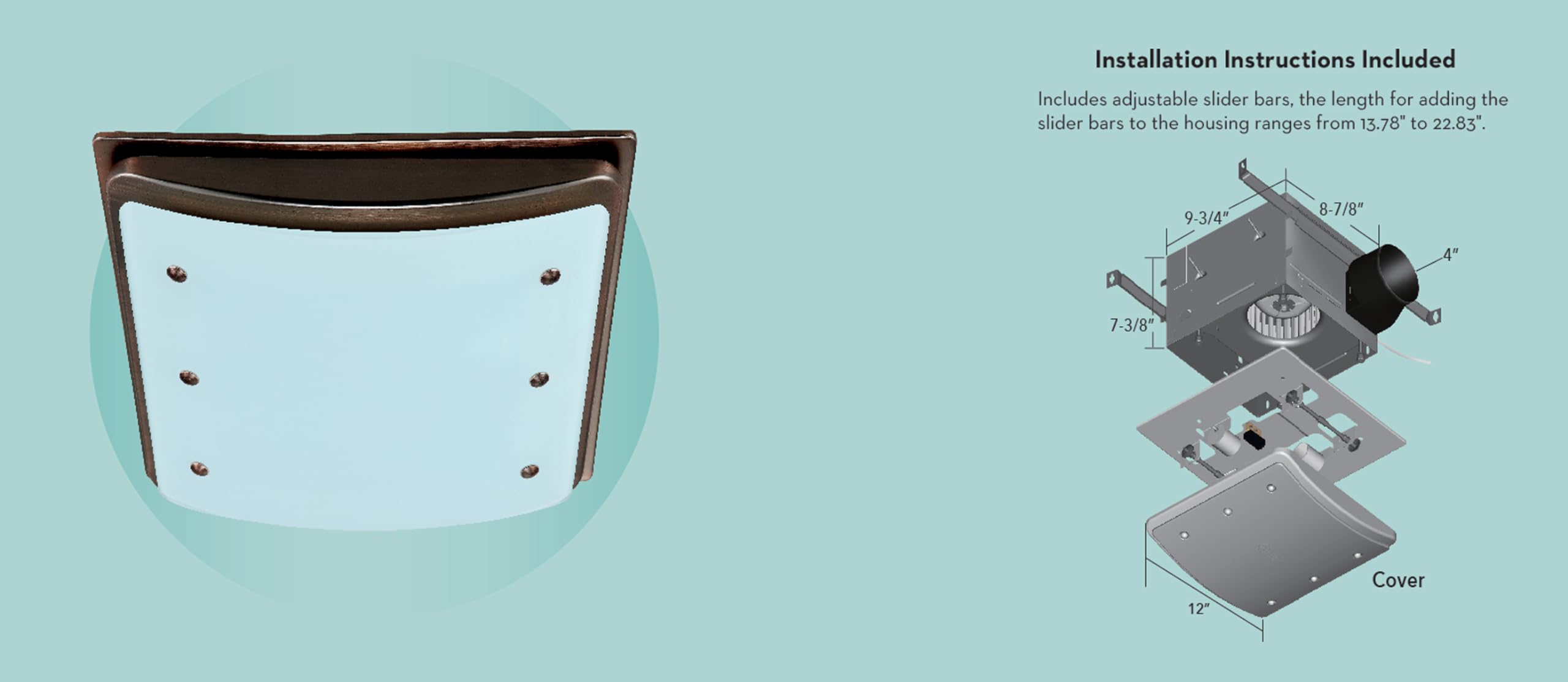 Good Housekeeping 90065 Buckingham Decorative Bathroom Ventilation Exhaust Fan With Light And Nightlight, Medium, Imperial Bronz