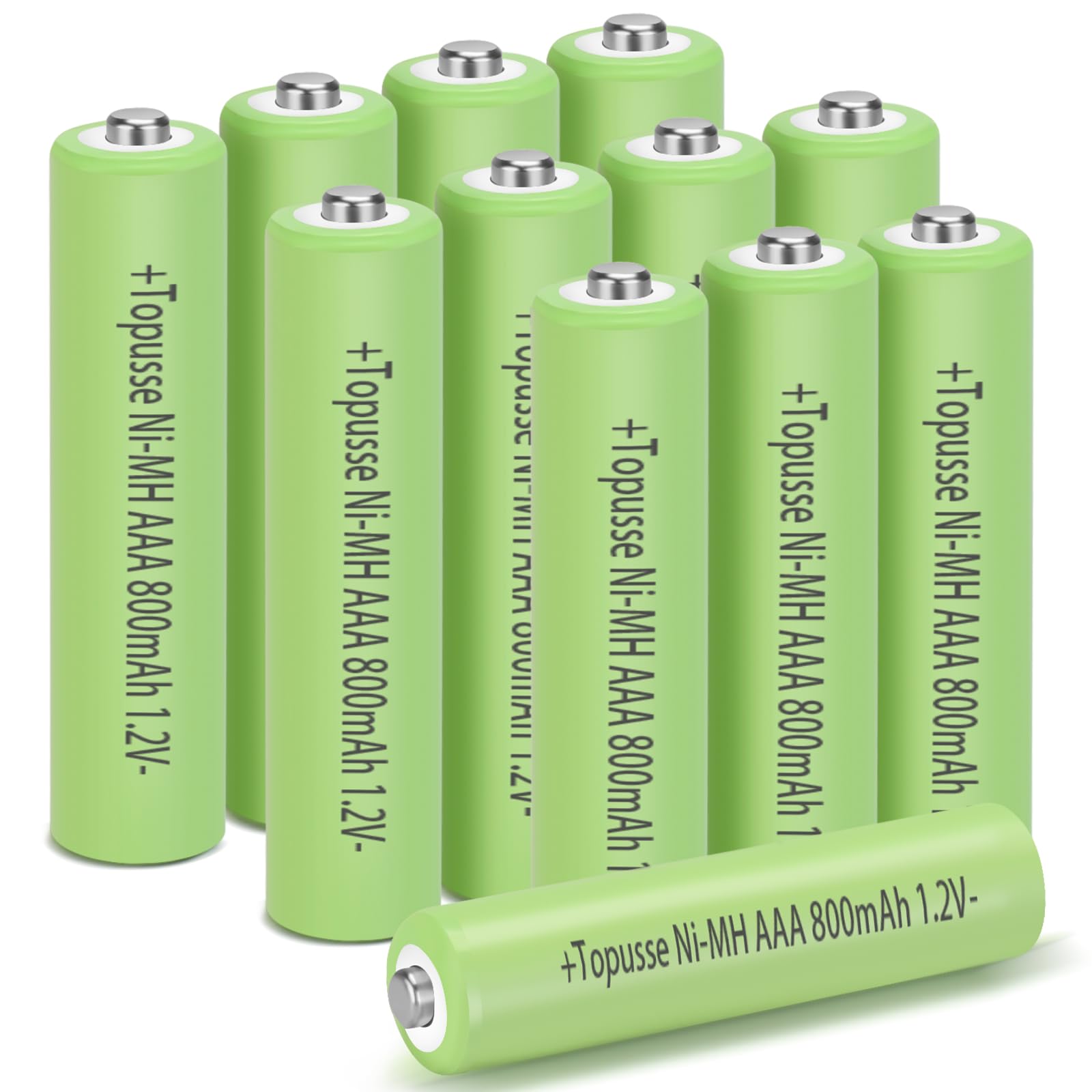 Topusse 1.2V Ni Mh Rechargeble Aaa Batteries 12 Pack, Long Lasting Batteries Aaa Size Pack, Triple Aaa Batteries Rechargeble 800