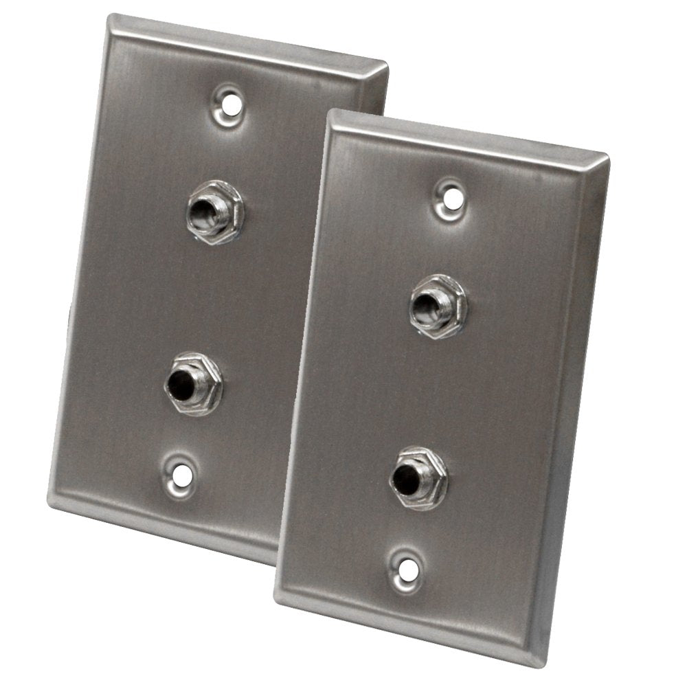 Seismic Audio - Sa-Plate21-2Pack - Pair Of Stainless Steel Wall Plates - Dual 1/4'' Trs Stereo Jack Single Gang