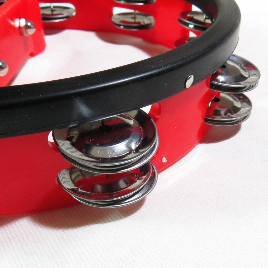 BNF Music Rattle Tambourine Handbell Shaker For Precussion Accompaniment Red