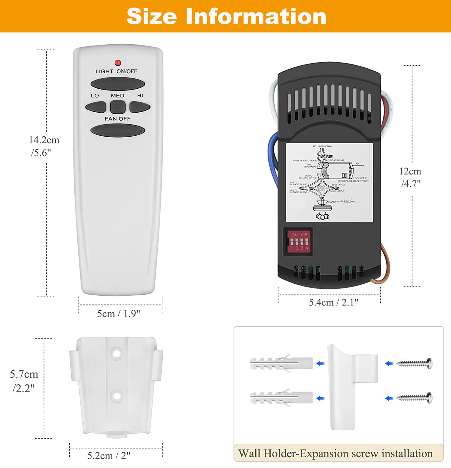Universal Ceiling Fan Remote Control Kit With Dimmer For Ac 3 Speed Ceiling Fan Replacement For Hampton Bay Harbor Breeze Hunter