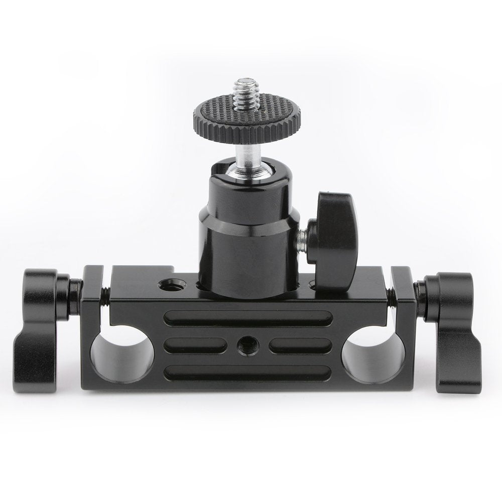 CAMVATE 15mm Rod Clamp Railblock Articulated 1/4 Hot Shoe Mount Mini Ball Head for Camear Flash Bracket Holder(Black) - 1145