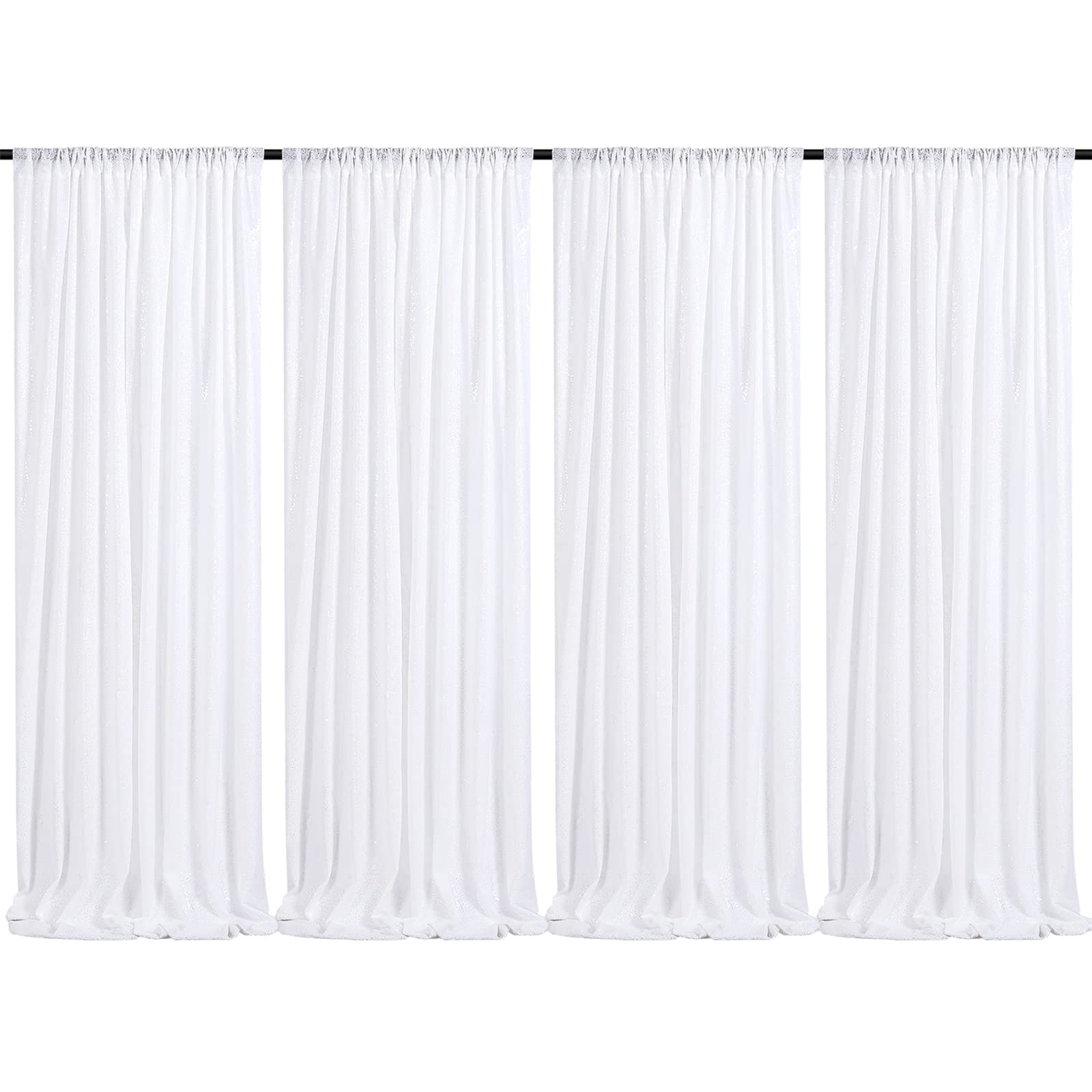 White Sequin Backdrop Curtain 4 Pack 2Ft X 8Ft Backdrop Birthday Party Backdrop Wedding Ceremony Background