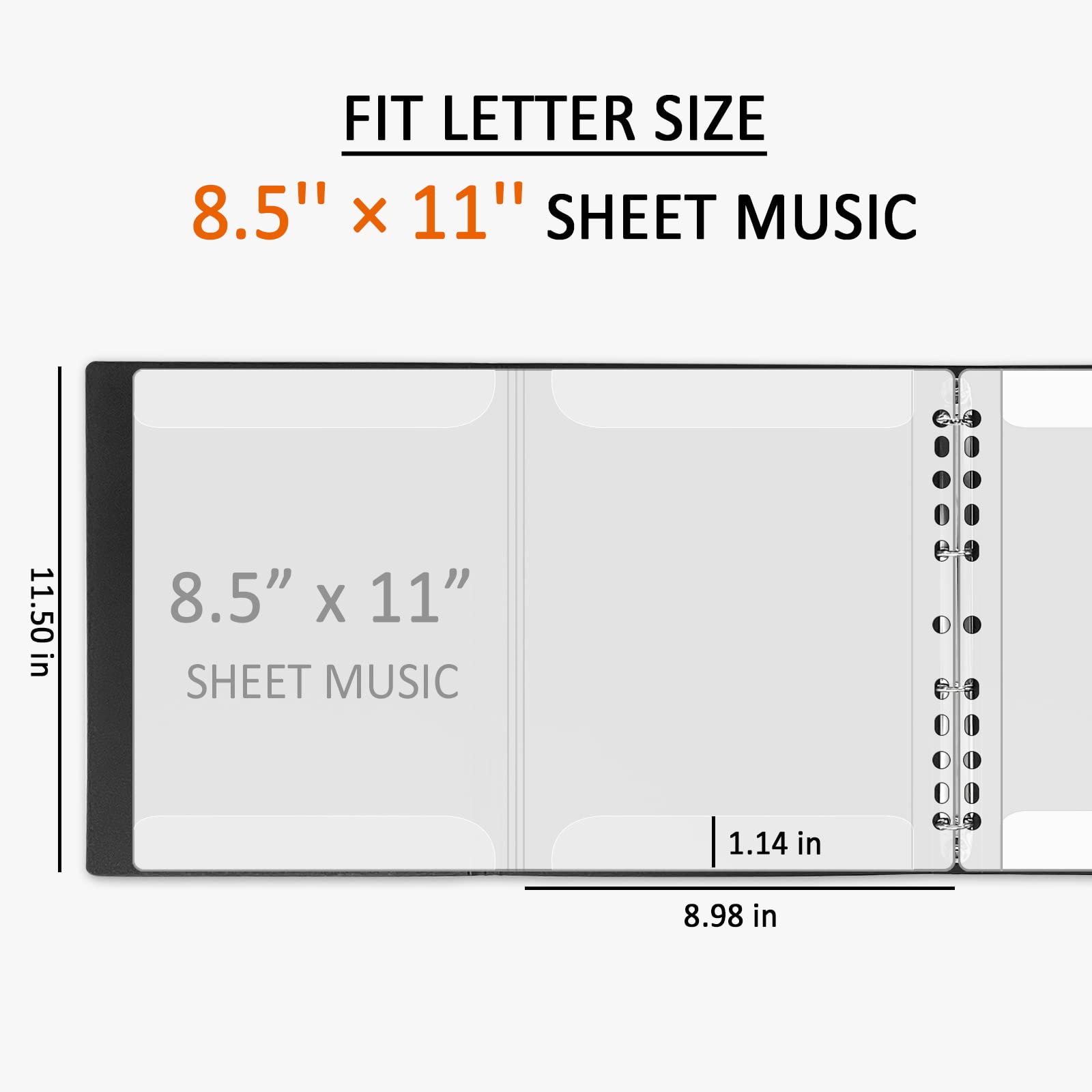 Sheet Music Folder, 8.5     11 Music Binder, 4 Page Expand, 52 Pages Capacity, Writable Choir Folder, Black
