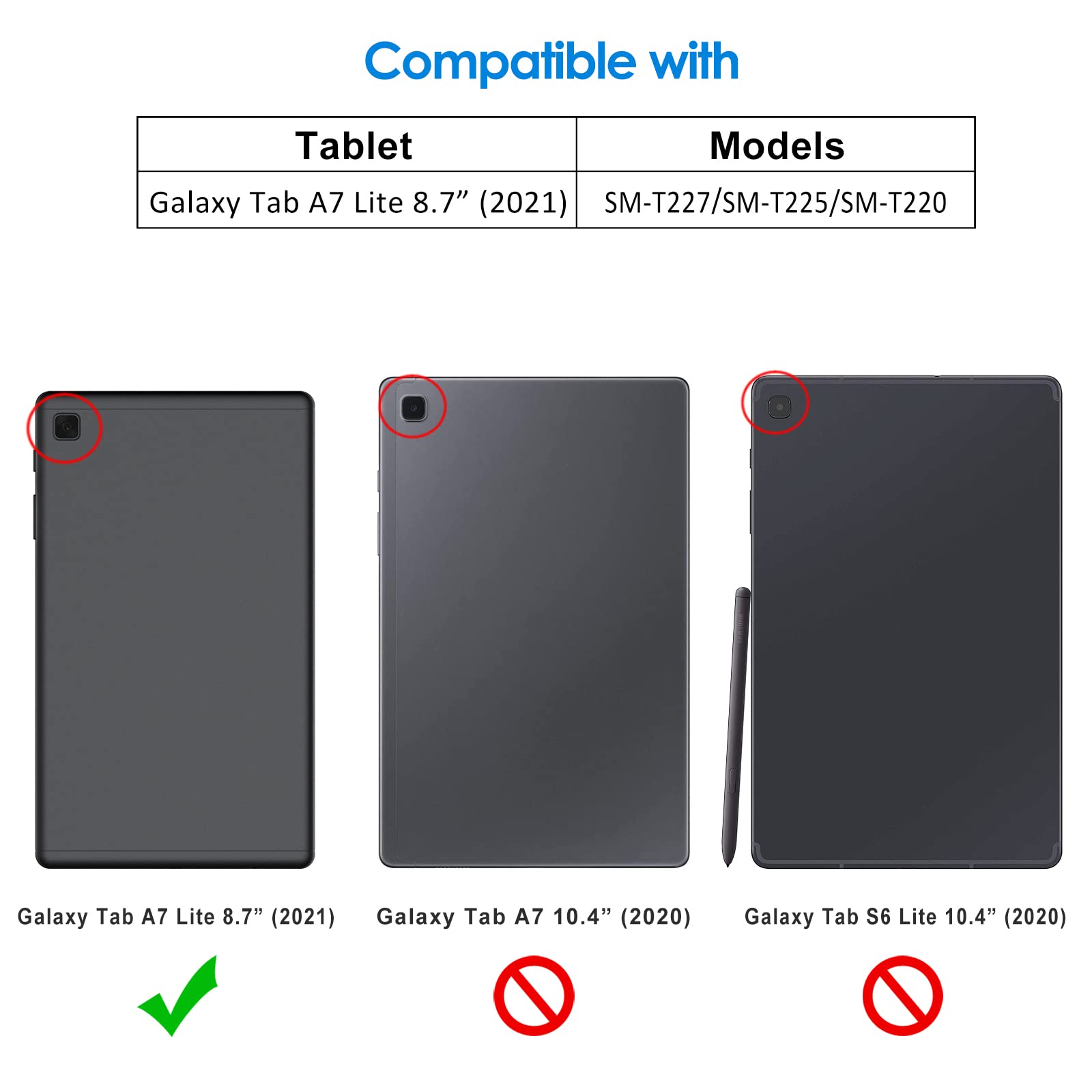 Jetech Case For Samsung Galaxy Tab A7 Lite 8.7-Inch 2021 (Sm-T227, Sm-T225, Sm-T220), Not For Galaxy Tab A7 10.4-Inch 2020 (Blac