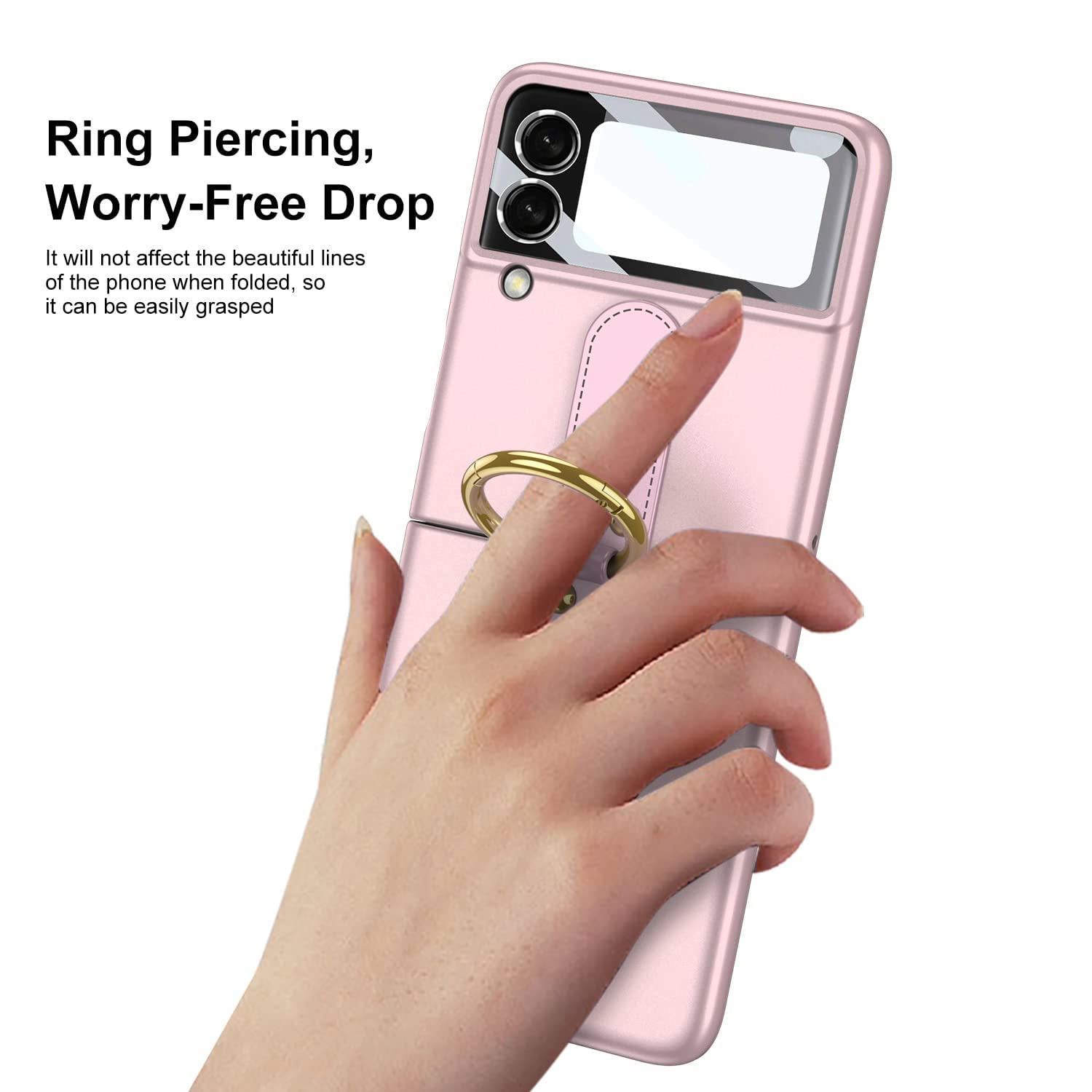 Daluz Design For Samsung Z Flip 3 5G Case, Ultra Thin Samsung Galaxy Z Flip 3 Case With Ring, Matte Hard Pc Protective Cover For