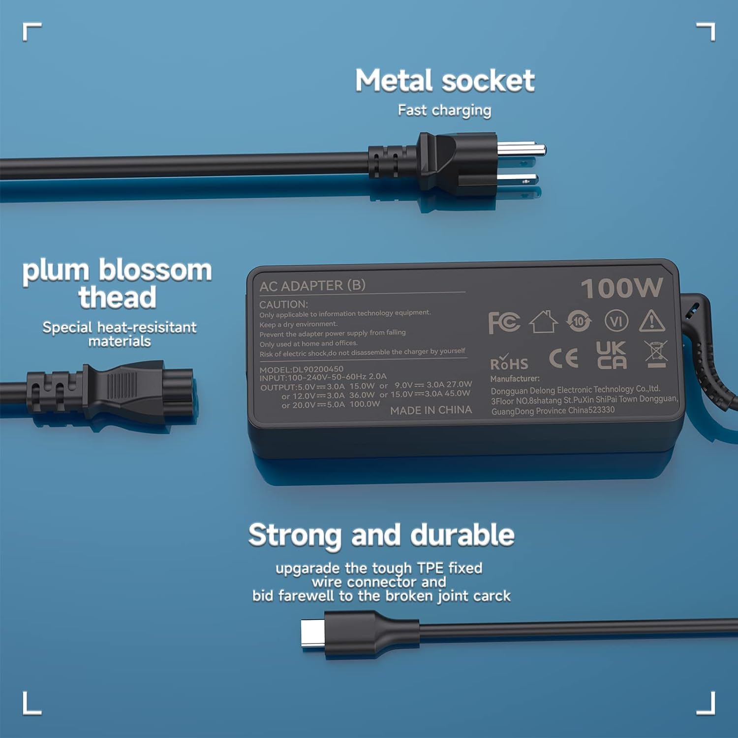 Usb C Laptop Charger 100W Usb C Laptop Power Adapter Compatible With Lenovo Thinkpad Carbon X1 5Th 6Th Gen, Ideapad 13'' 720 Y40