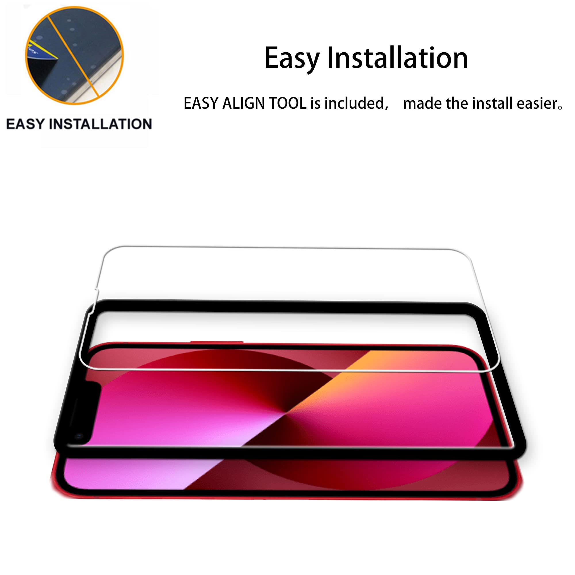 Hkkais Easy Alignment Frame Designed For Iphone 13 Mini Tempered Glass Screen Protector 2 Pack Camera Lens Protector Film 2 Pack