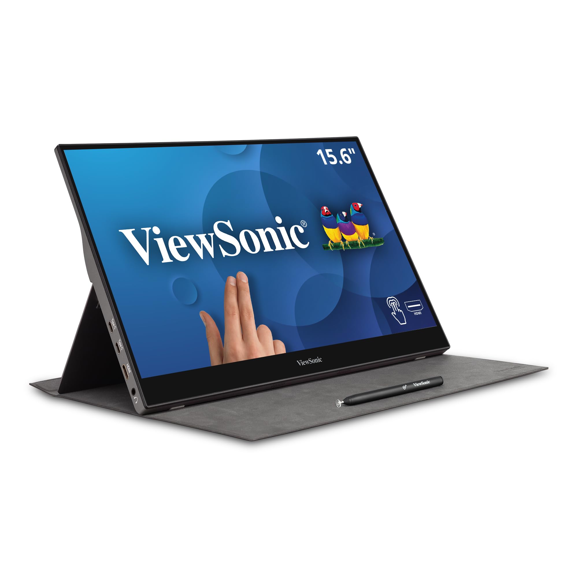 Viewsonic 15.6 Inch 1080P Portable Monitor With Ips Touchscreen 2 Way Powered 60W Usb C Eye Care Dual Speakers Built In Stand Wi