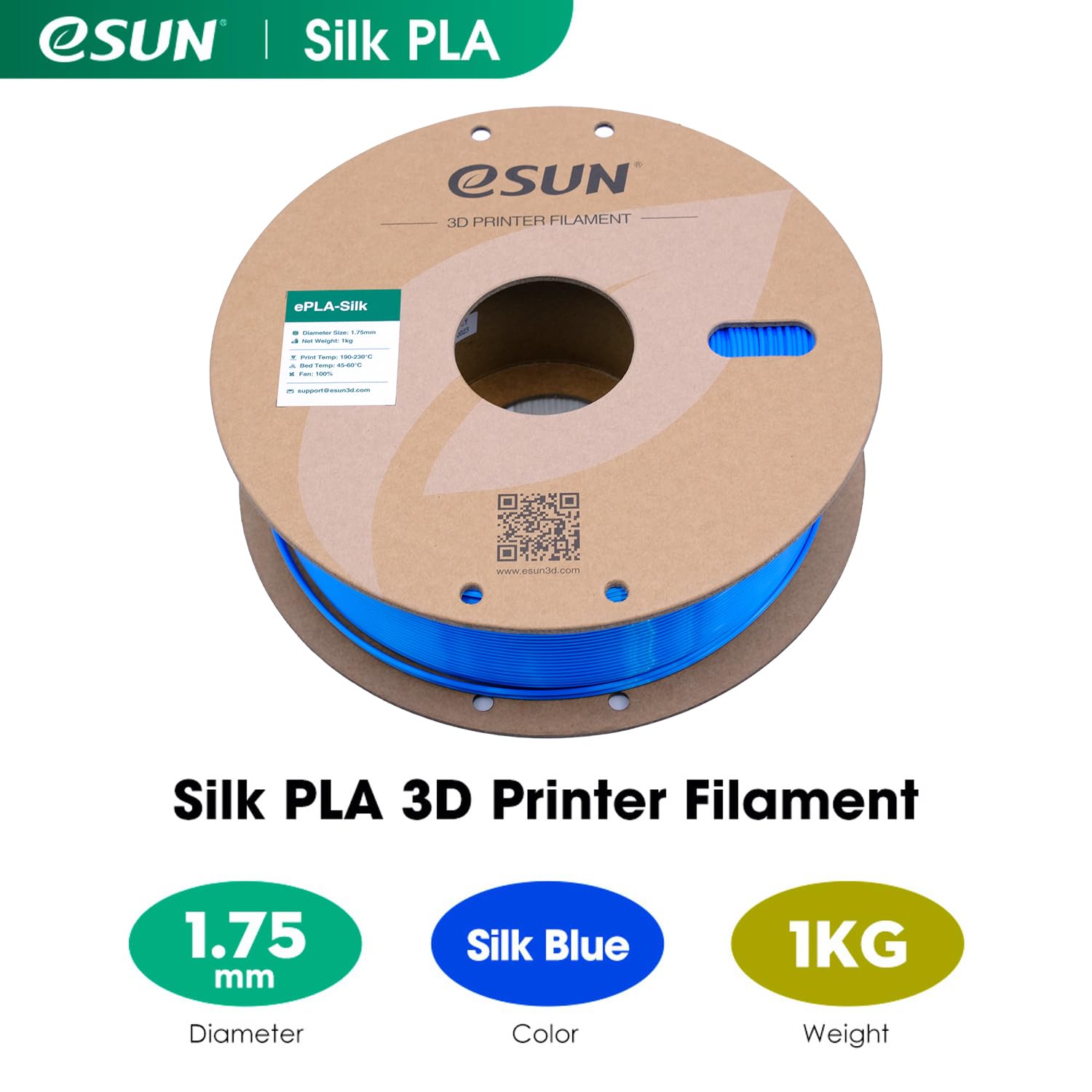 Esun Silk Pla Filament 1.75Mm, Silky Shiny 3D Printer Filament Pla, Dimensional Accuracy +/- 0.05Mm, 1Kg Spool (2.2 Lbs) 3D Prin
