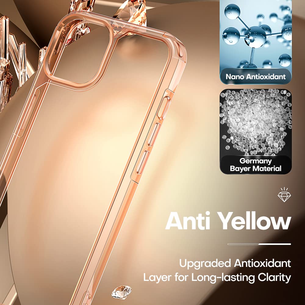 Tauri 5 In 1 For Iphone 13 Case Rose Gold, [Military Grade Drop Protection] Slim Shockproof Phone Lanyard Case 6.1 Inch