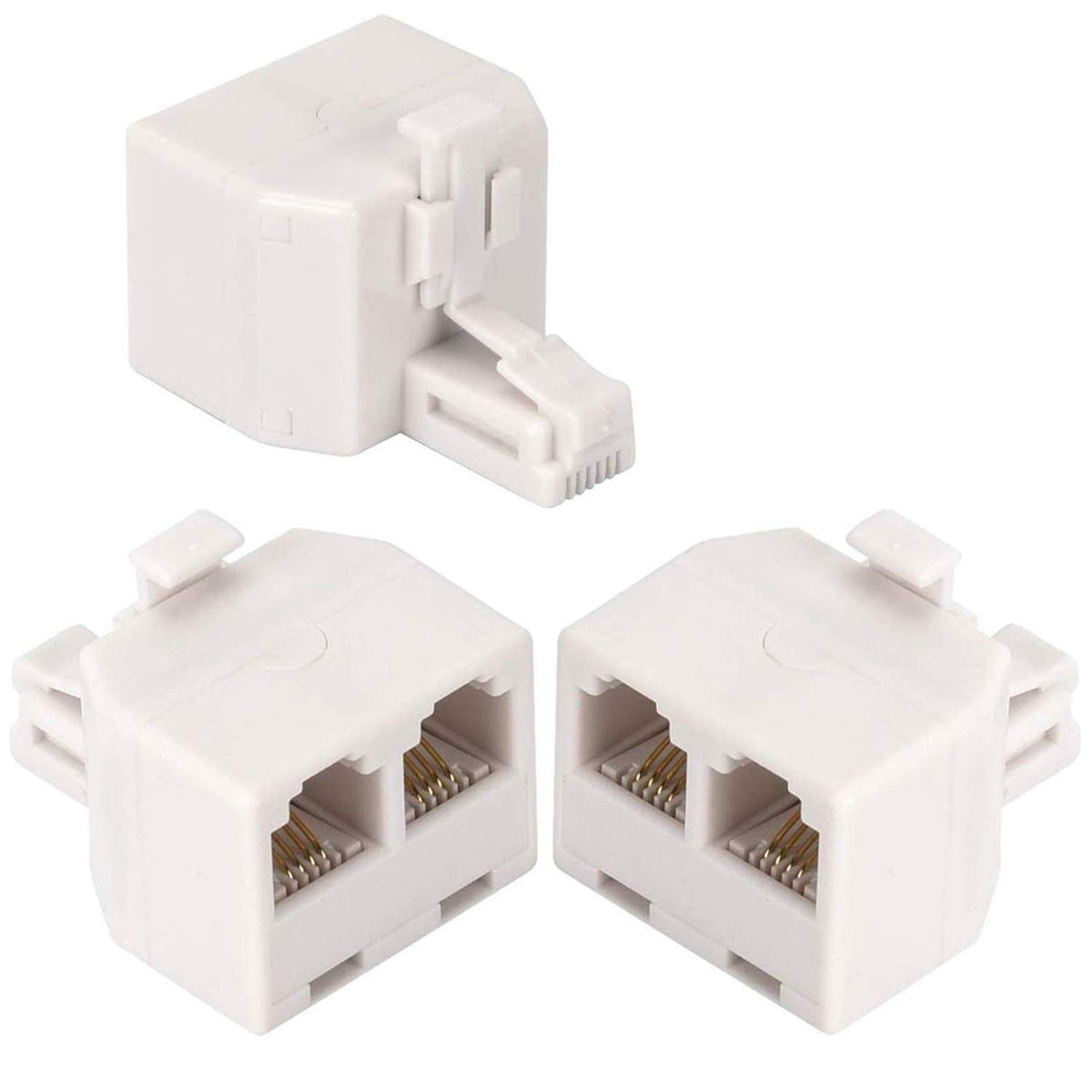 Telephone Splitters,Rj11 6P4C Duplex Wall Jack Adapter Dual Phone Line Splitter Wall Jack Plug 1 To 2 Modular Converter Adapter