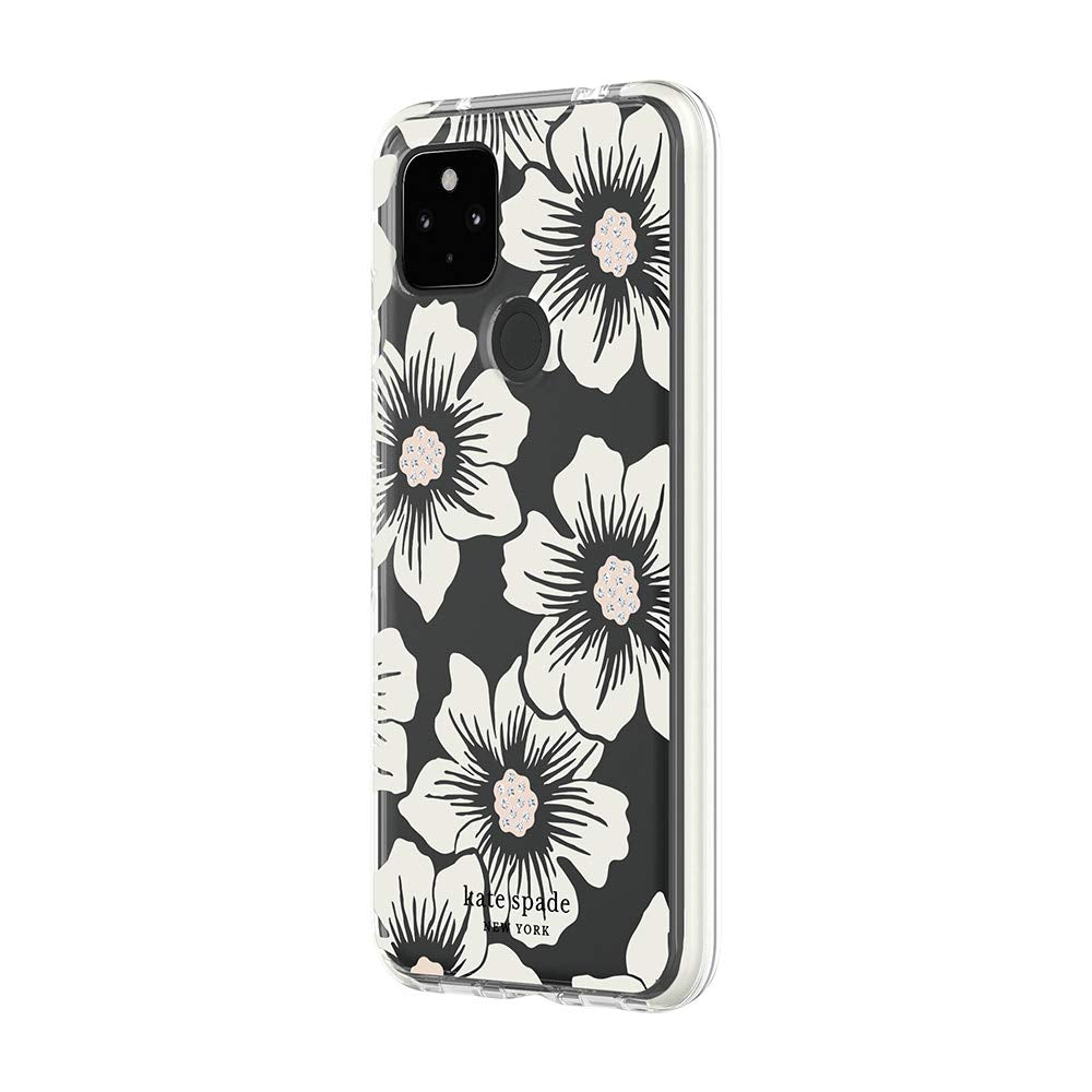 Kate Spade New York Defensive Hardshell Case For Google Pixel 4A (5G) & Google Pixel 4A (5G) Uw   Hollyhock Floral Clear/Cream With Stones