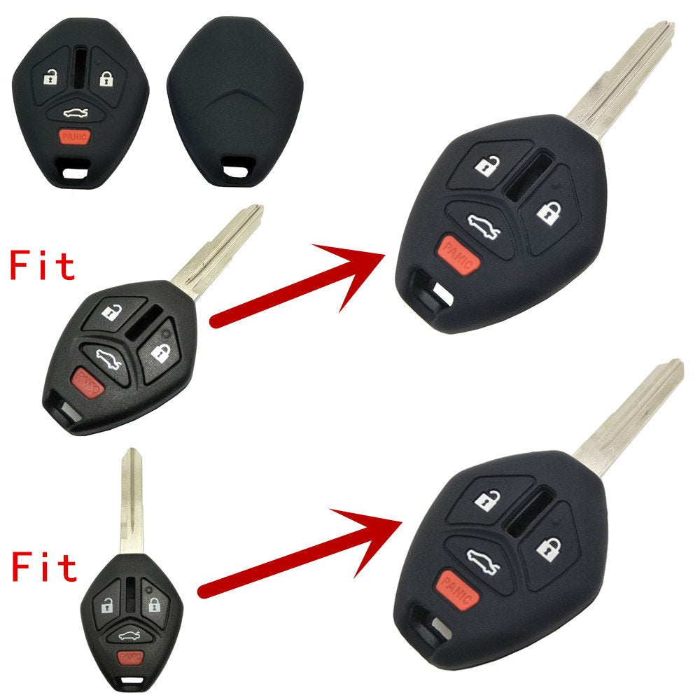 2Pcs Silicone Protector Key Fob Cover Case Fit For Mitsubishi Eclipse Endeavor Galant Lancer Outlander Keyless Entry Remote Cont