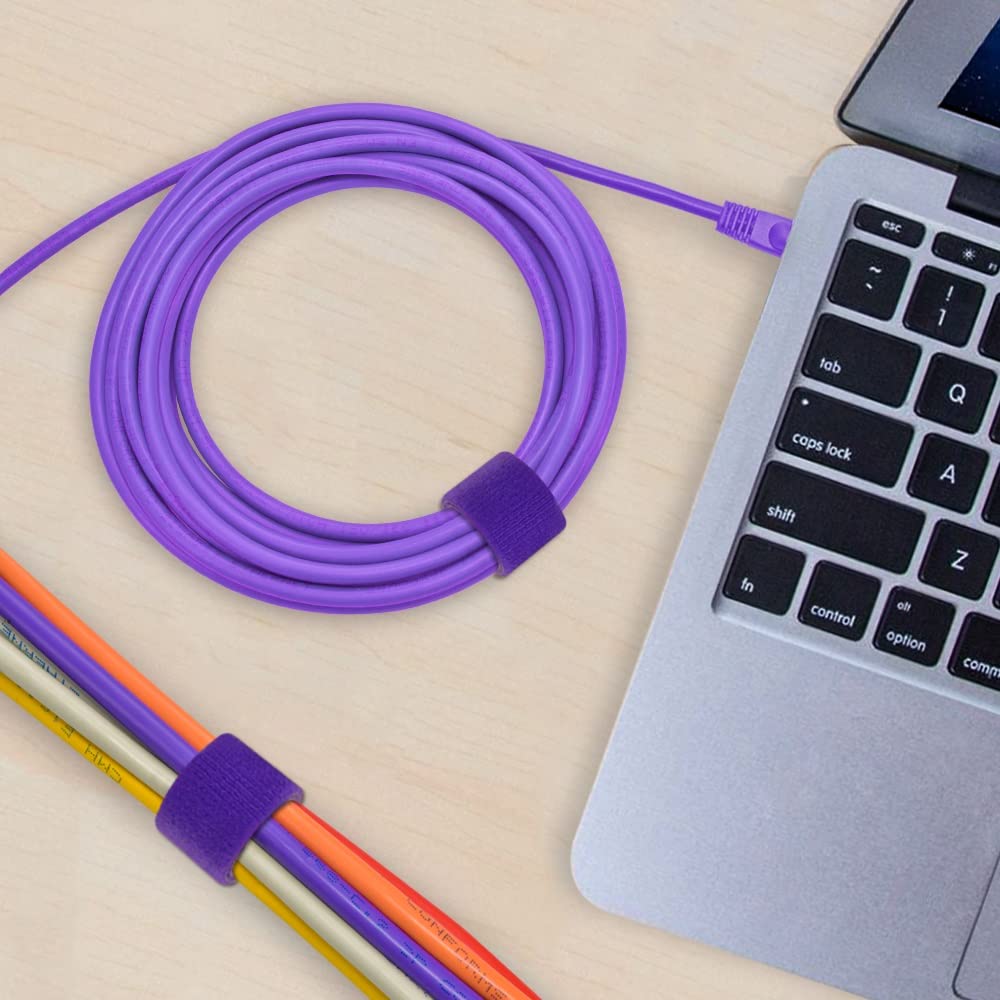 DIGITMON Hook and Loop Fastening Strap Tape Cable Tie Roll 50Ft 0.8" Width Purple