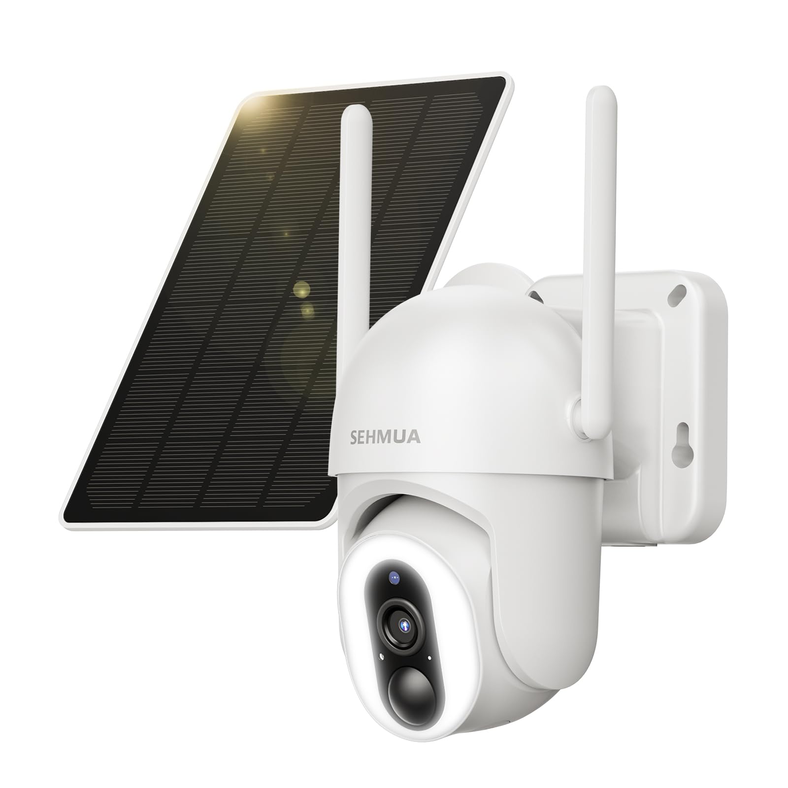 Sehmua Solar Security Cameras Wireless Outdoor With 500 Lumen Super Bright Leds Spotlights, 2K 360 View Outdoor Camera Wireless,