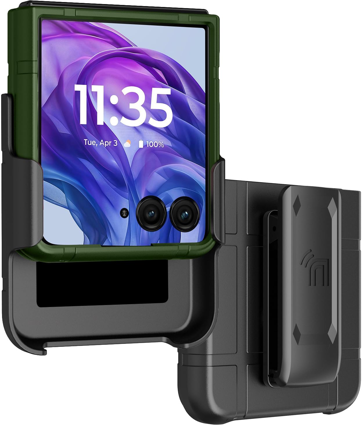 Case with Clip for Motorola RAZR+ 2024/2025, Nakedcellphone Textured Slim Hard Cover and [Rotating/Ratchet] Belt Hip Holster Hol