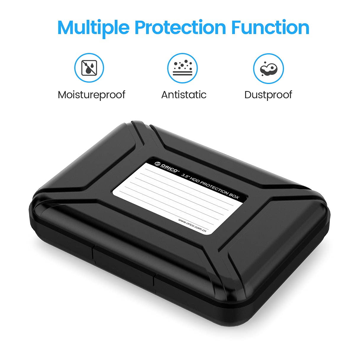 ORICO Hard Drive Case 3.5 inch HDD Storage Carrying Case Anti Static and Shockproof External Hard Drive Portable Case, Compatible with WD, Seagate, Toshiba, Samsung, Hitachi, Crucial PHXBK